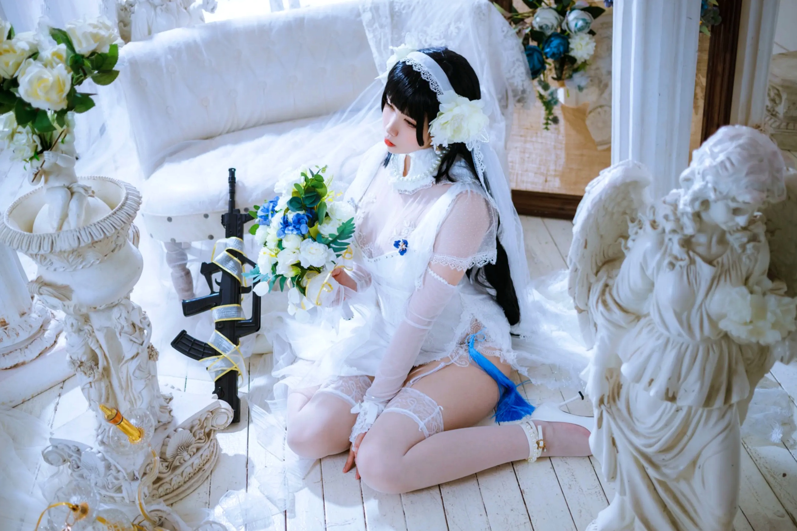 Meroko_魅瞳 - 95式花嫁 欧式宫廷白色婚纱角色扮演私房照 [22P]