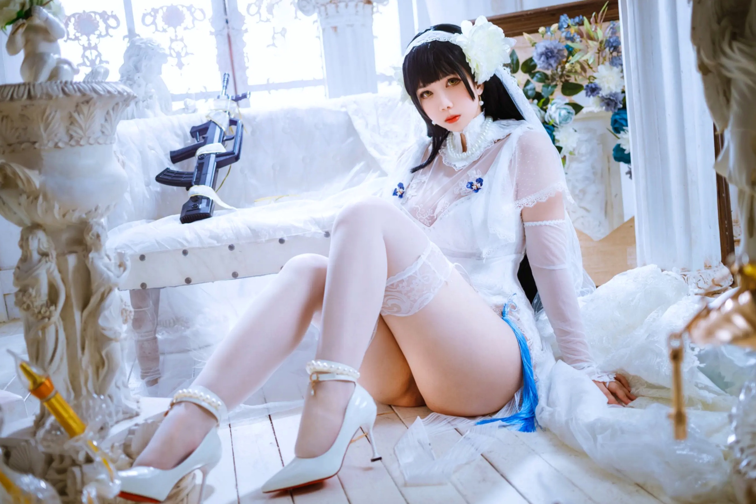 Meroko_魅瞳 - 95式花嫁 欧式宫廷白色婚纱角色扮演私房照 [22P]