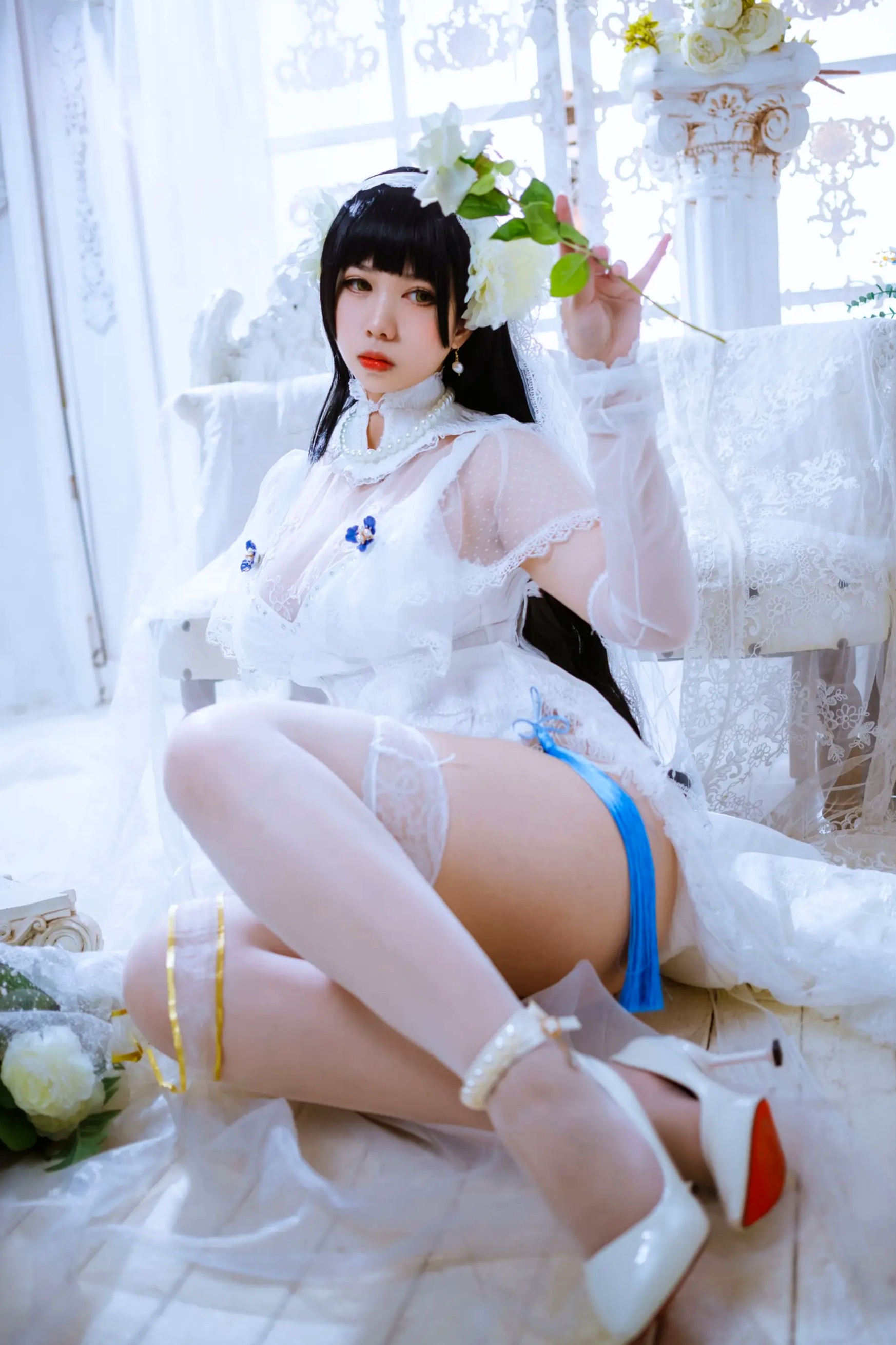 Meroko_魅瞳 - 95式花嫁 欧式宫廷白色婚纱角色扮演私房照 [22P]