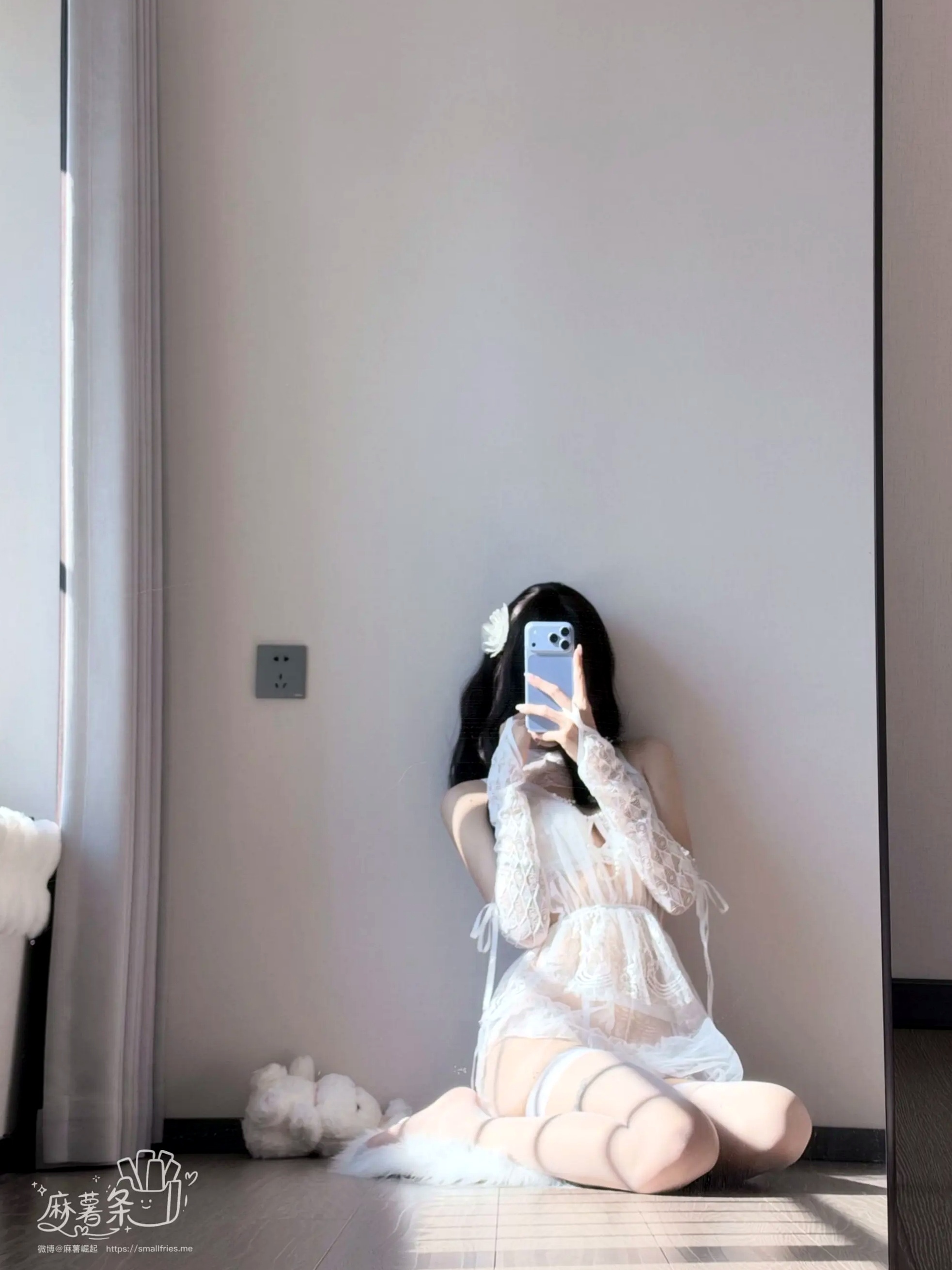 麻薯好吃 - 新婚珍珠 白色蕾丝内衣私房美图 [64P]