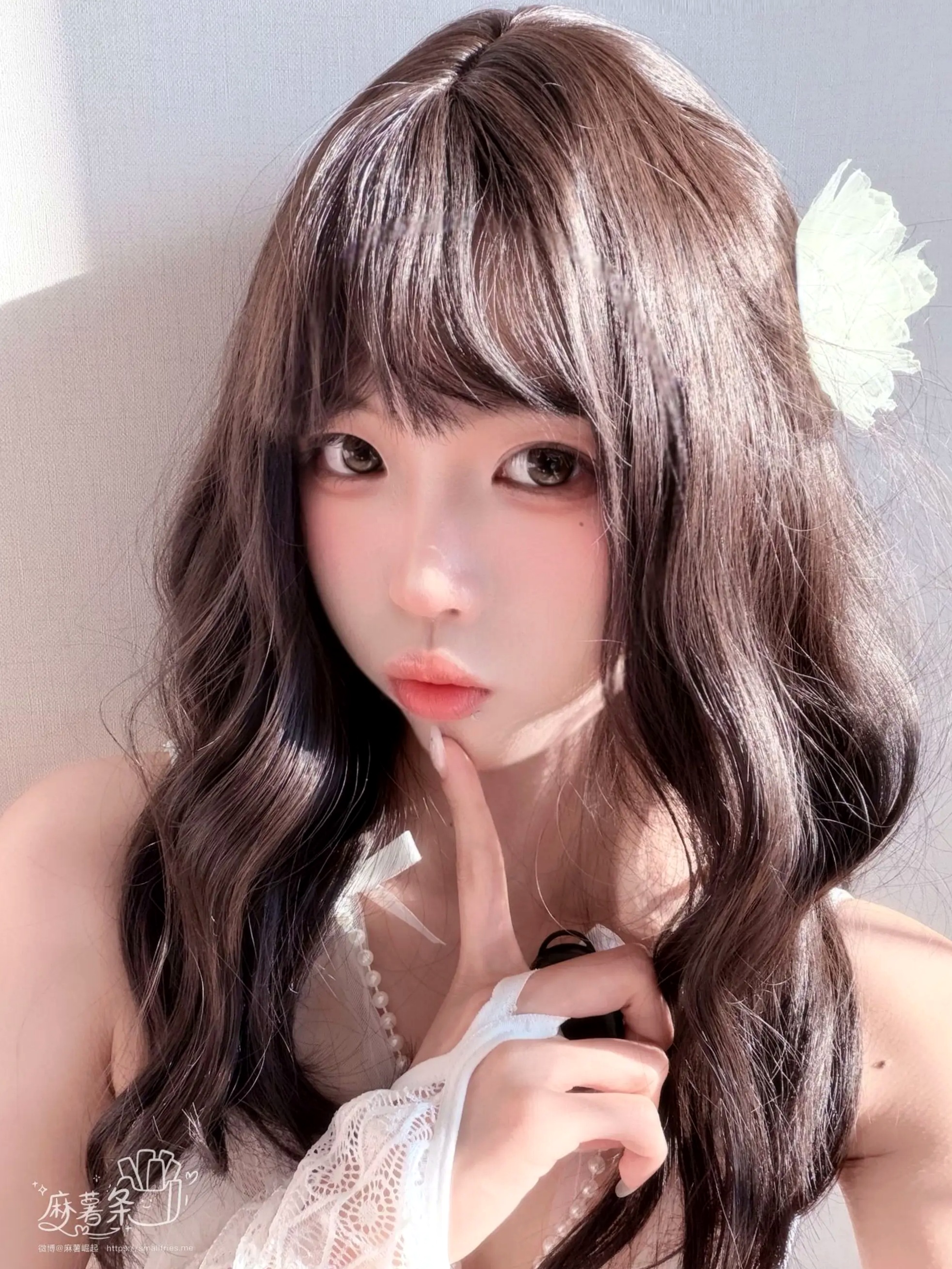 麻薯好吃 - 新婚珍珠 白色蕾丝内衣私房美图 [64P]