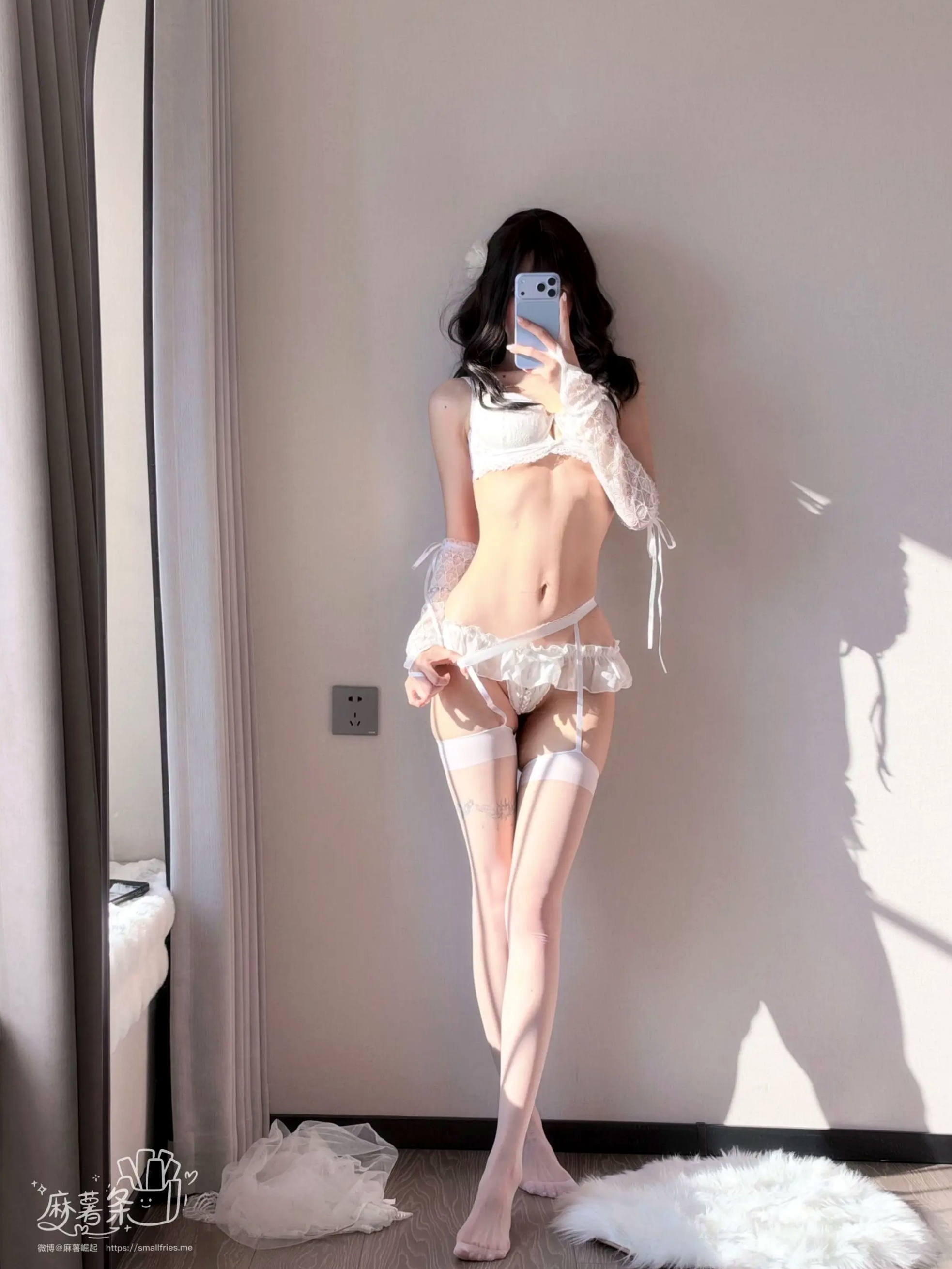 麻薯好吃 - 新婚珍珠 白色蕾丝内衣私房美图 [64P]