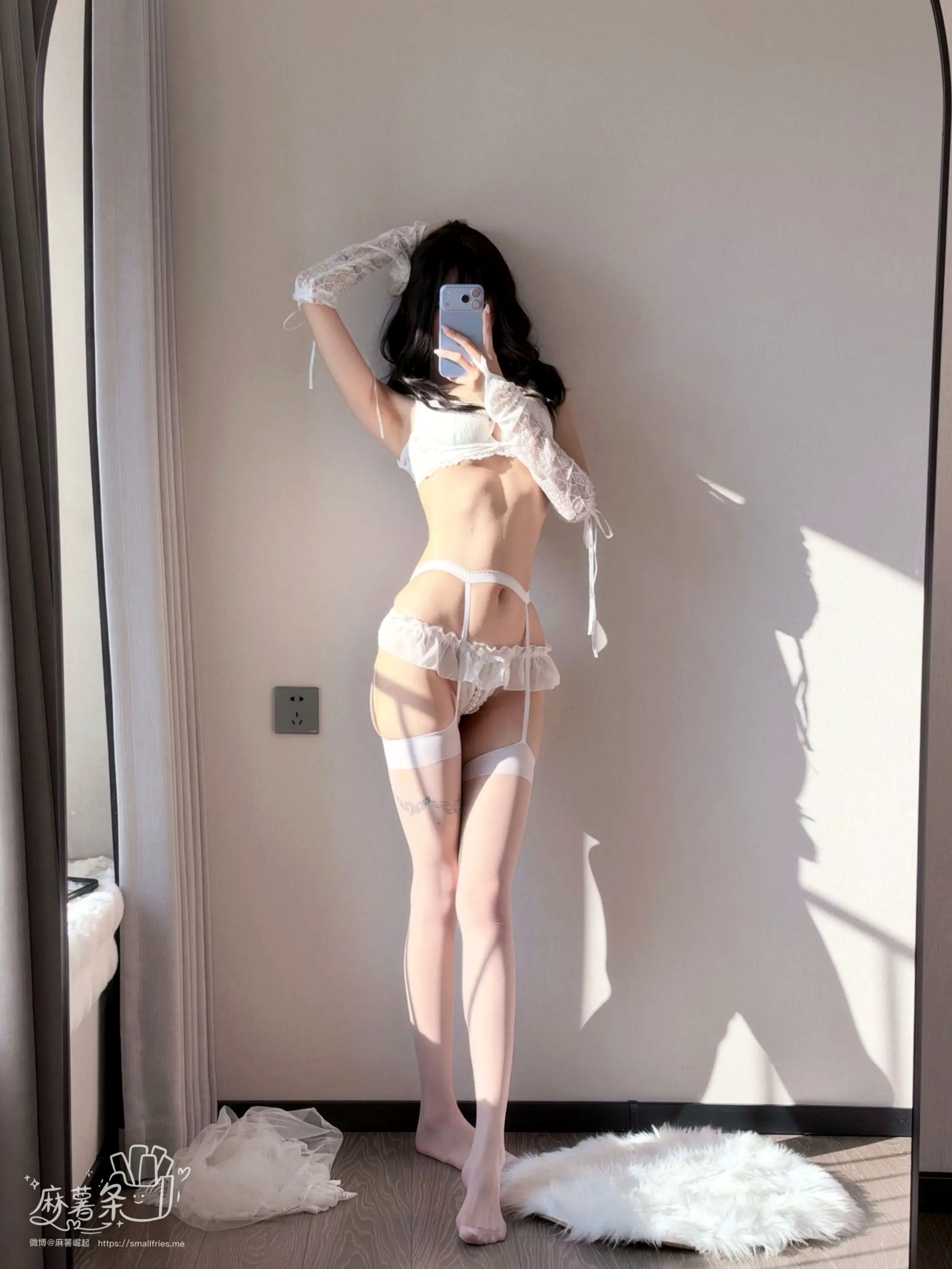 麻薯好吃 - 新婚珍珠 白色蕾丝内衣私房美图 [64P]