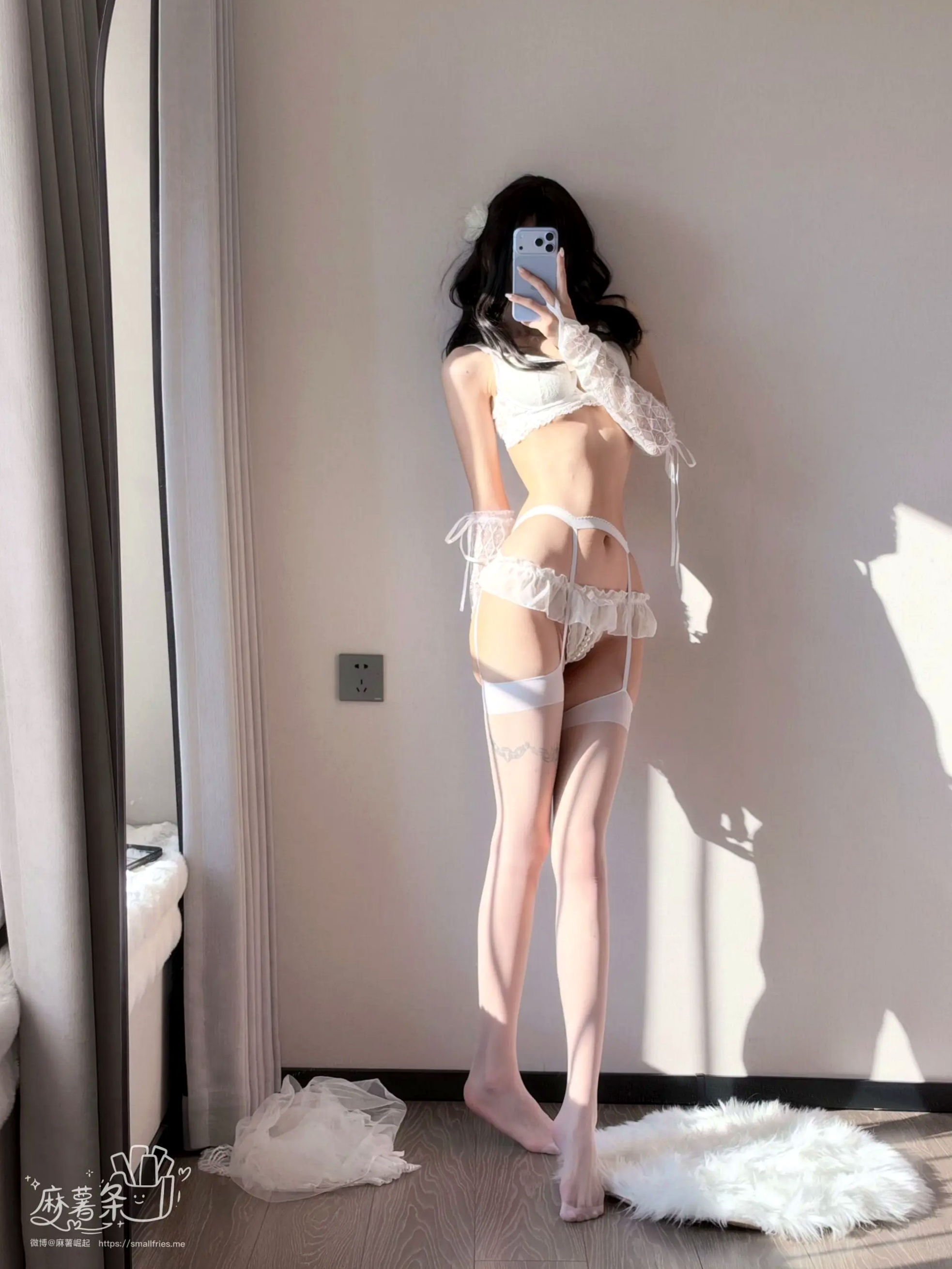 麻薯好吃 - 新婚珍珠 白色蕾丝内衣私房美图 [64P]