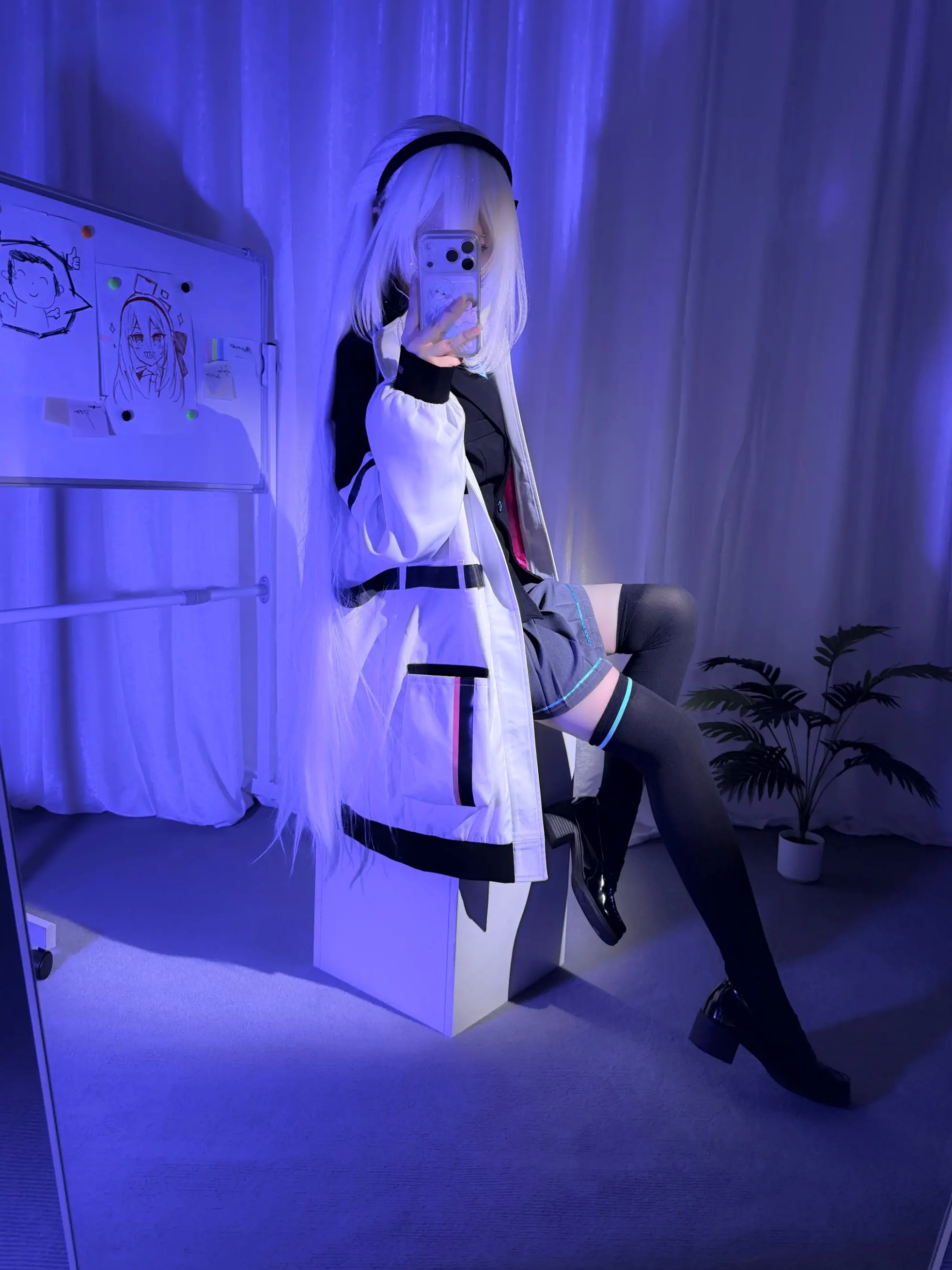 染三ran3(Reng) - 蔚蓝档案 天童凯伊 室内私房角色扮演黑丝美腿制服写真 [85P]