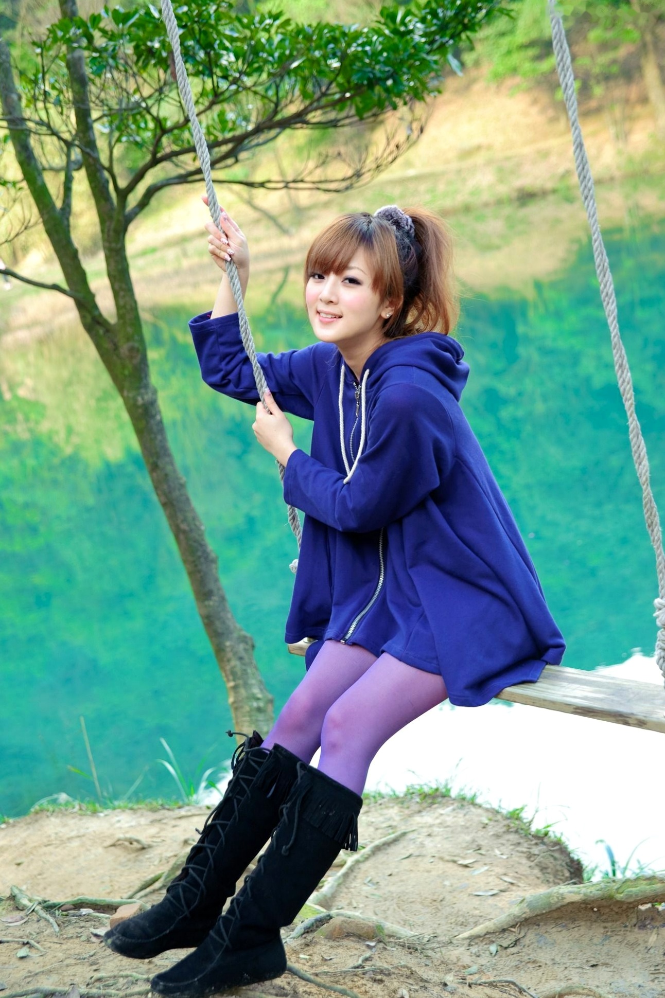 Gallery - 台湾女神果子MM新山梦湖户外写真：气质清新甜美，治愈系人像摄影作品台湾户外清新治愈系清纯 高桥南女神私房照_秀色女神 - image 26