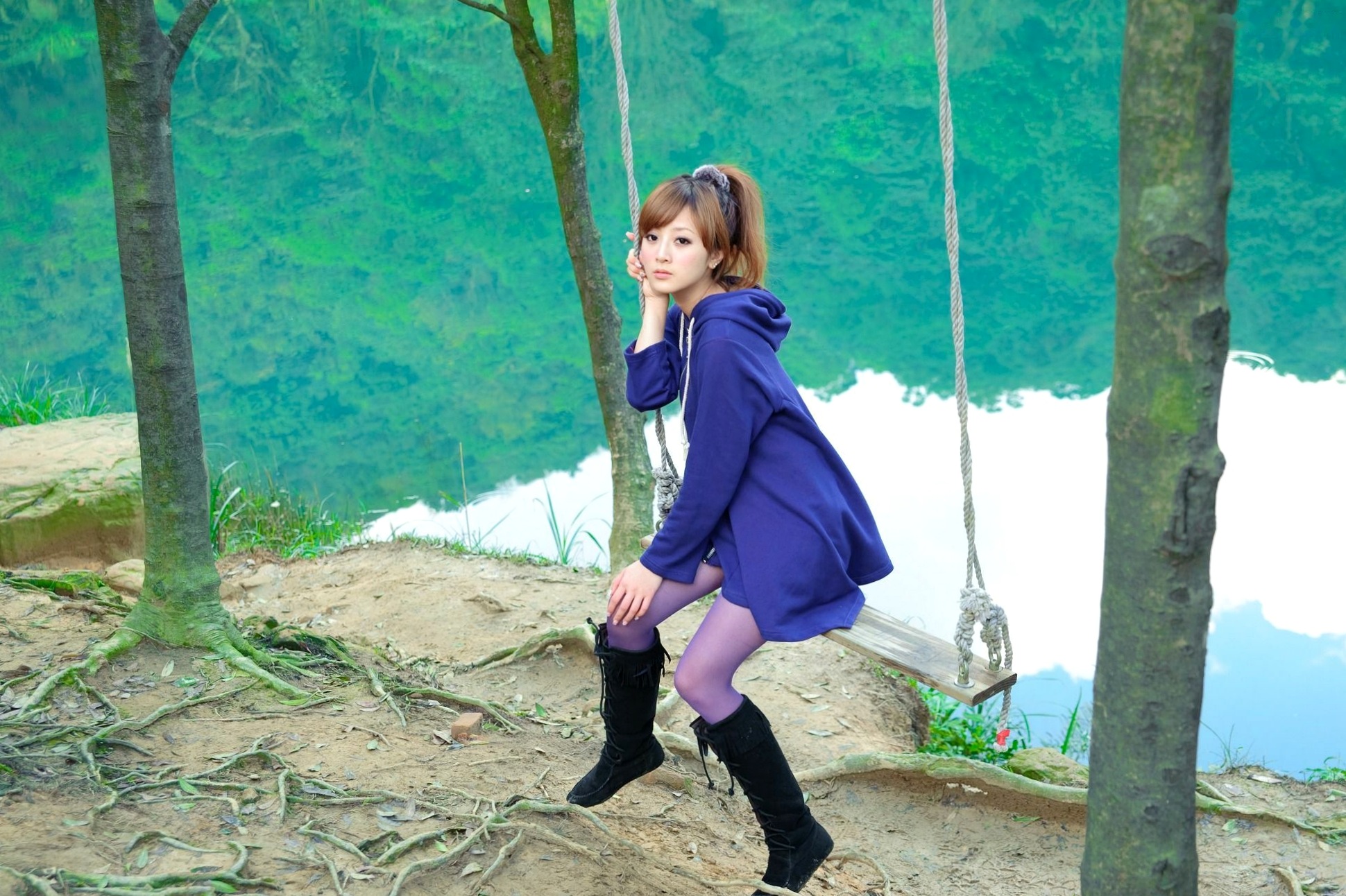 Gallery - 台湾女神果子MM新山梦湖户外写真：气质清新甜美，治愈系人像摄影作品台湾户外清新治愈系清纯 高桥南女神私房照_秀色女神 - image 30