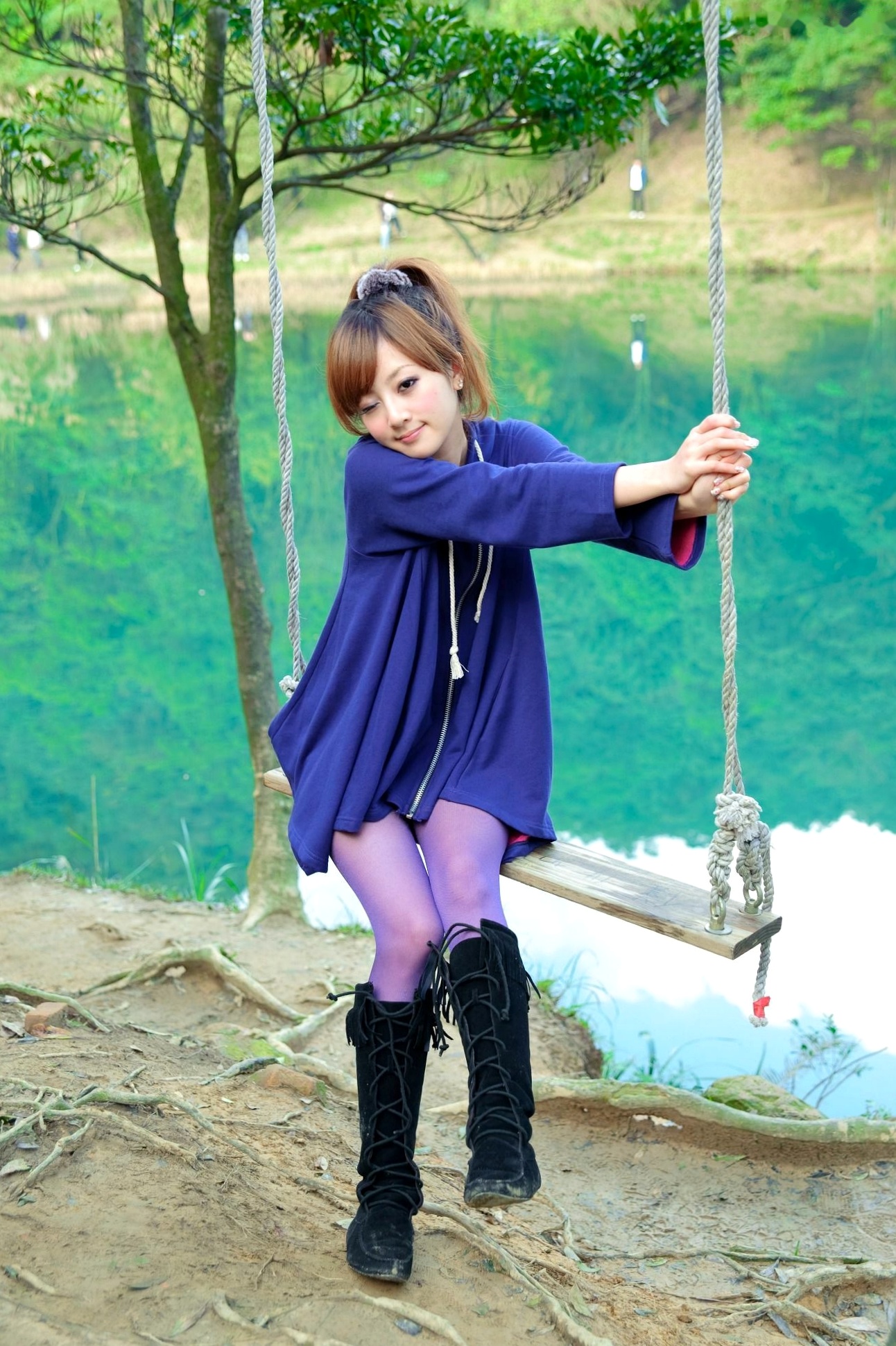 Gallery - 台湾女神果子MM新山梦湖户外写真：气质清新甜美，治愈系人像摄影作品台湾户外清新治愈系清纯 高桥南女神私房照_秀色女神 - image 35