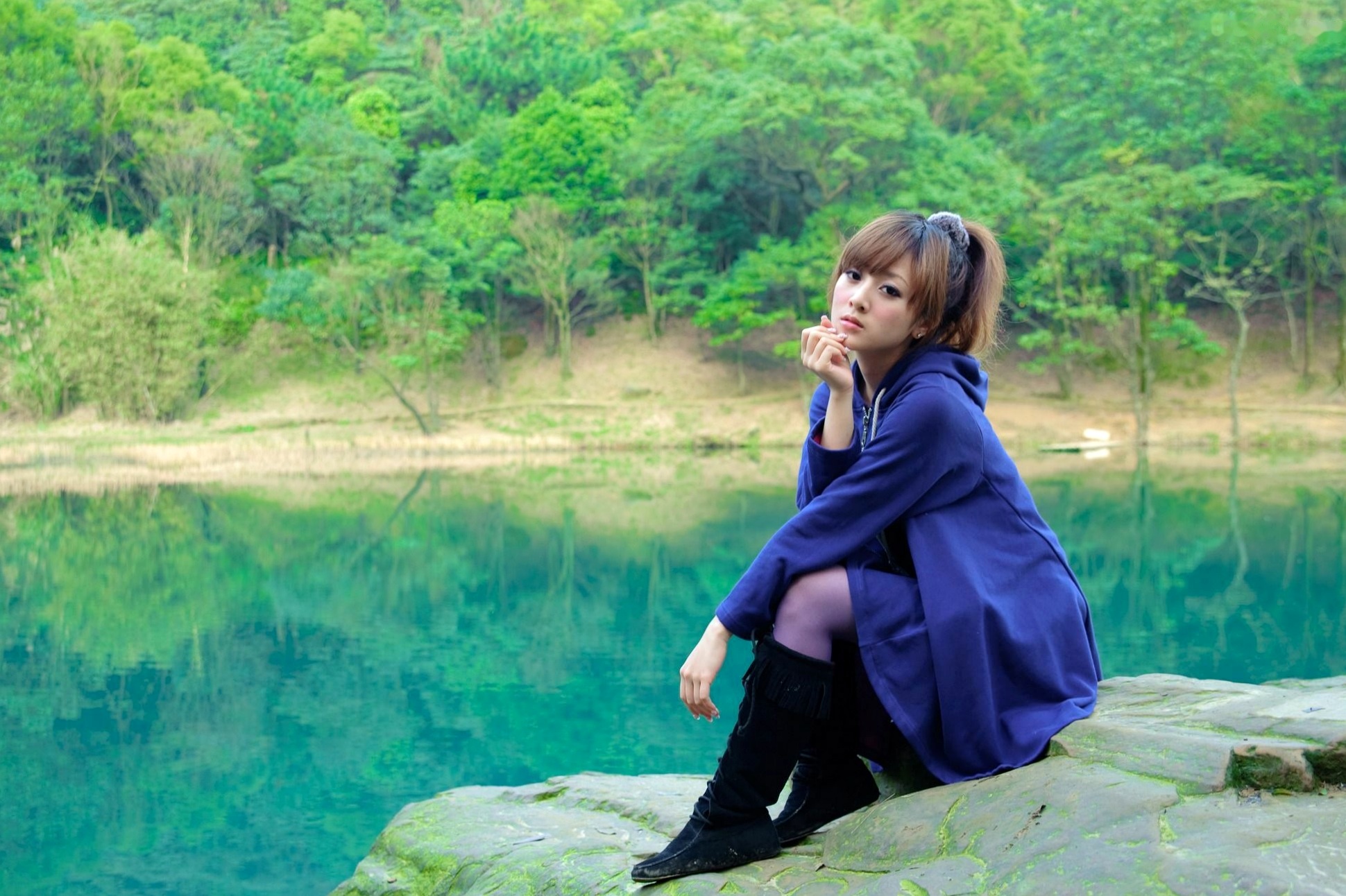 Gallery - 台湾女神果子MM新山梦湖户外写真：气质清新甜美，治愈系人像摄影作品台湾户外清新治愈系清纯 高桥南女神私房照_秀色女神 - image 39
