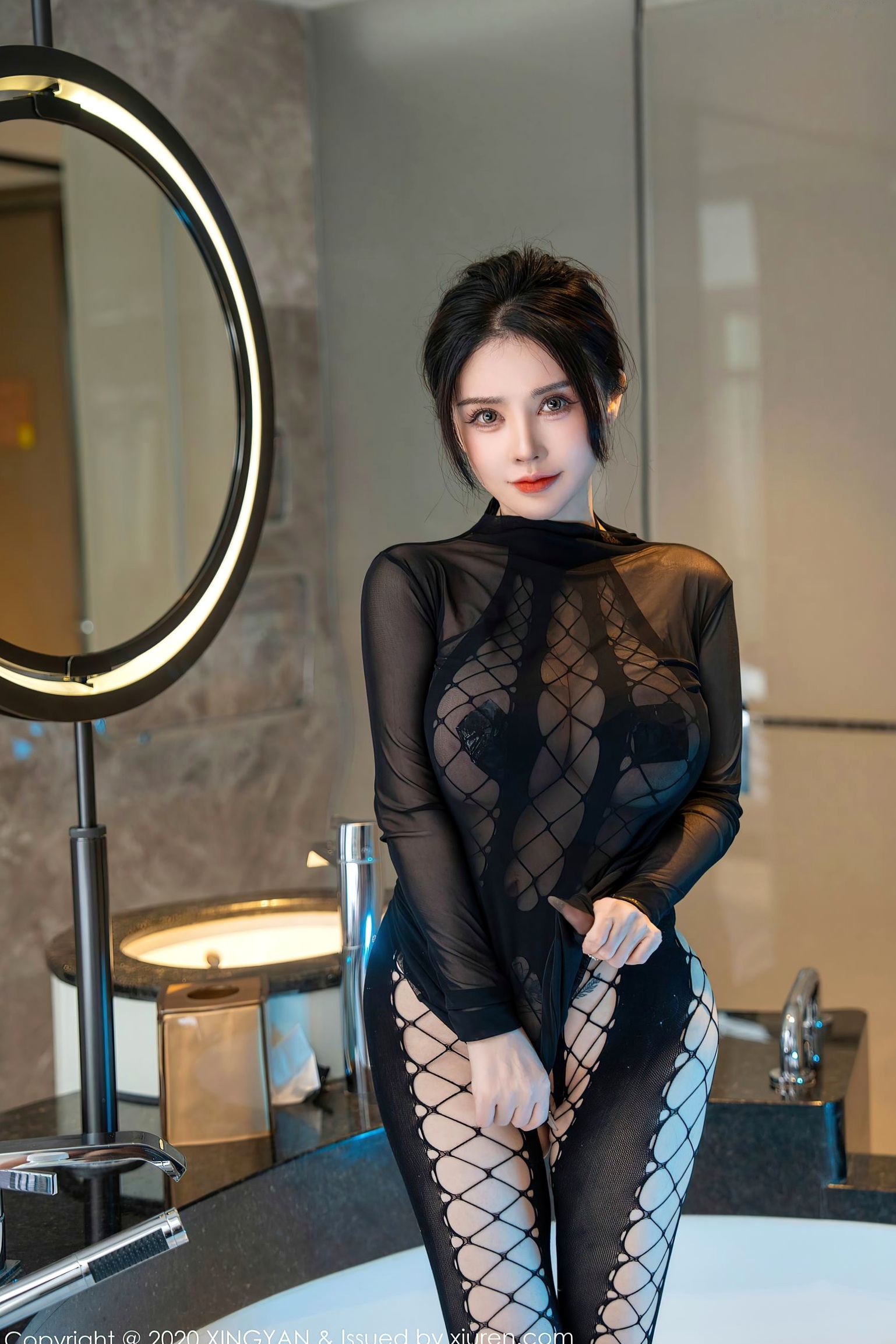 Gallery - XingYan星颜社- Star Face -潘娇娇：浴缸禁忌私房诱惑，黑色透视网袜装，野性大尺度写真星颜社- Star Face 私房照大尺度黑丝性感诱惑 潘娇娇女神私房照_秀色女神 - image 5