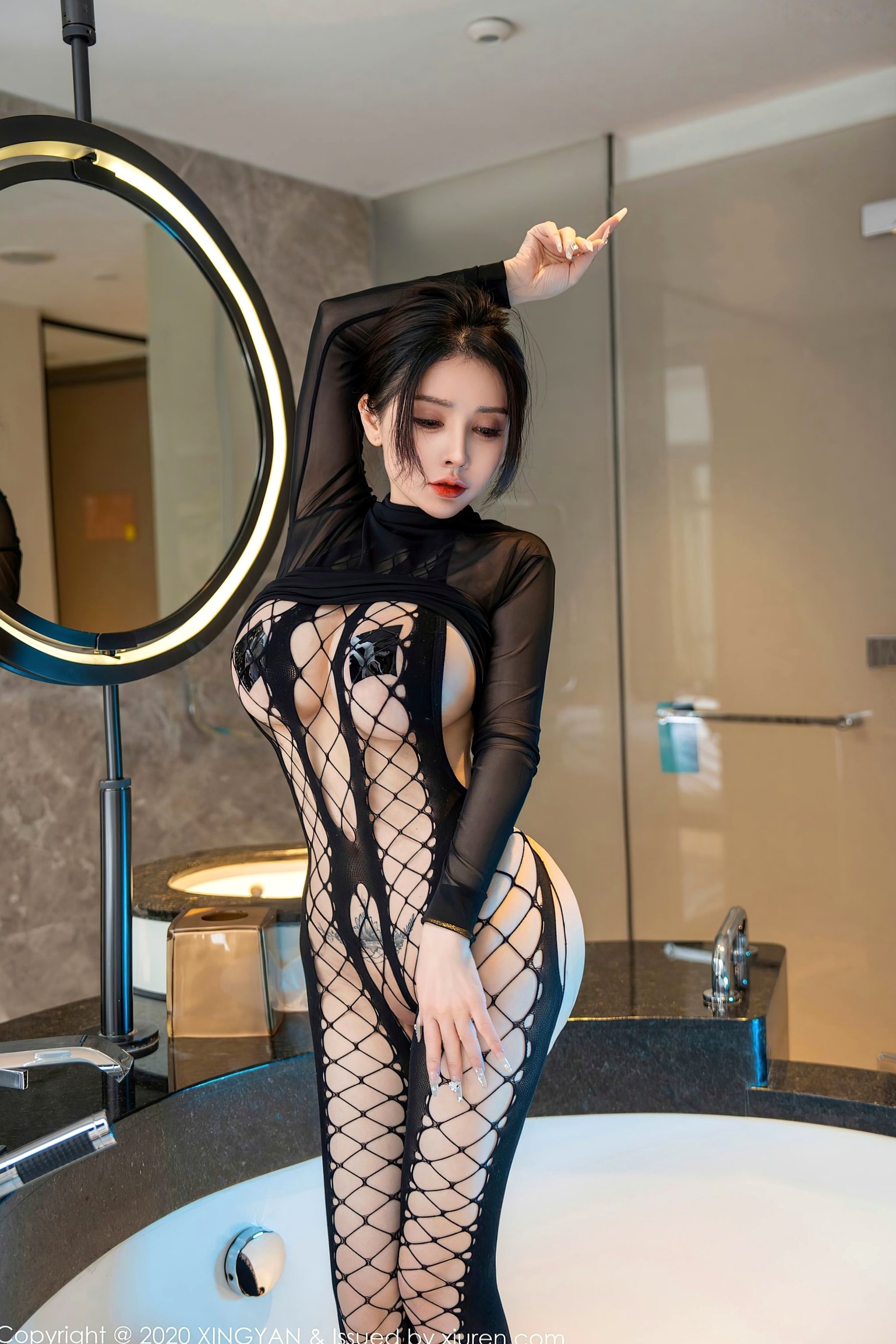 Gallery - XingYan星颜社- Star Face -潘娇娇：浴缸禁忌私房诱惑，黑色透视网袜装，野性大尺度写真星颜社- Star Face 私房照大尺度黑丝性感诱惑 潘娇娇女神私房照_秀色女神 - image 16