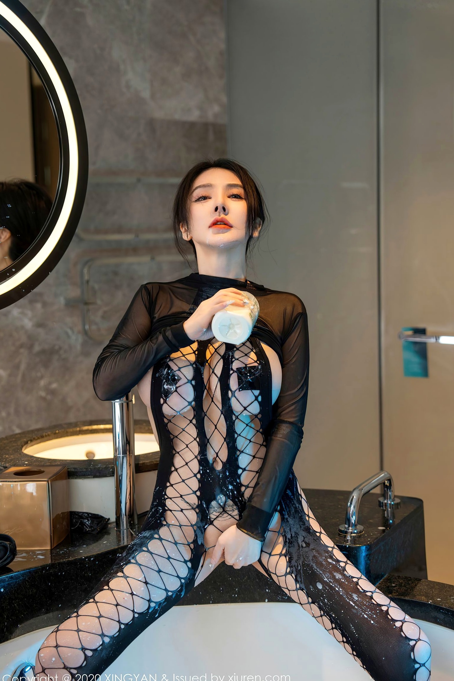 Gallery - XingYan星颜社- Star Face -潘娇娇：浴缸禁忌私房诱惑，黑色透视网袜装，野性大尺度写真星颜社- Star Face 私房照大尺度黑丝性感诱惑 潘娇娇女神私房照_秀色女神 - image 43