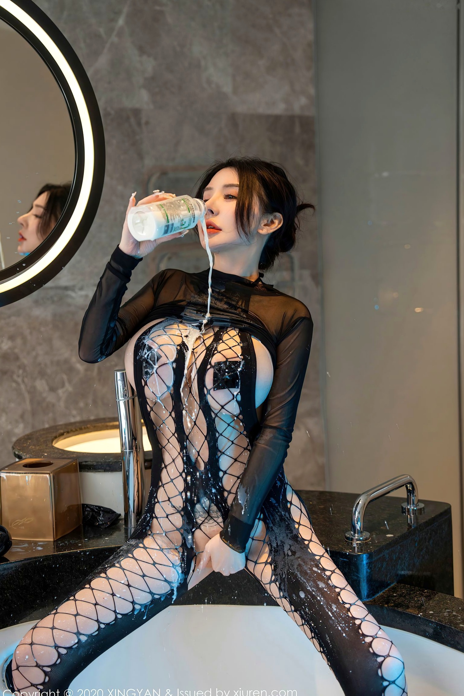 Gallery - XingYan星颜社- Star Face -潘娇娇：浴缸禁忌私房诱惑，黑色透视网袜装，野性大尺度写真星颜社- Star Face 私房照大尺度黑丝性感诱惑 潘娇娇女神私房照_秀色女神 - image 45