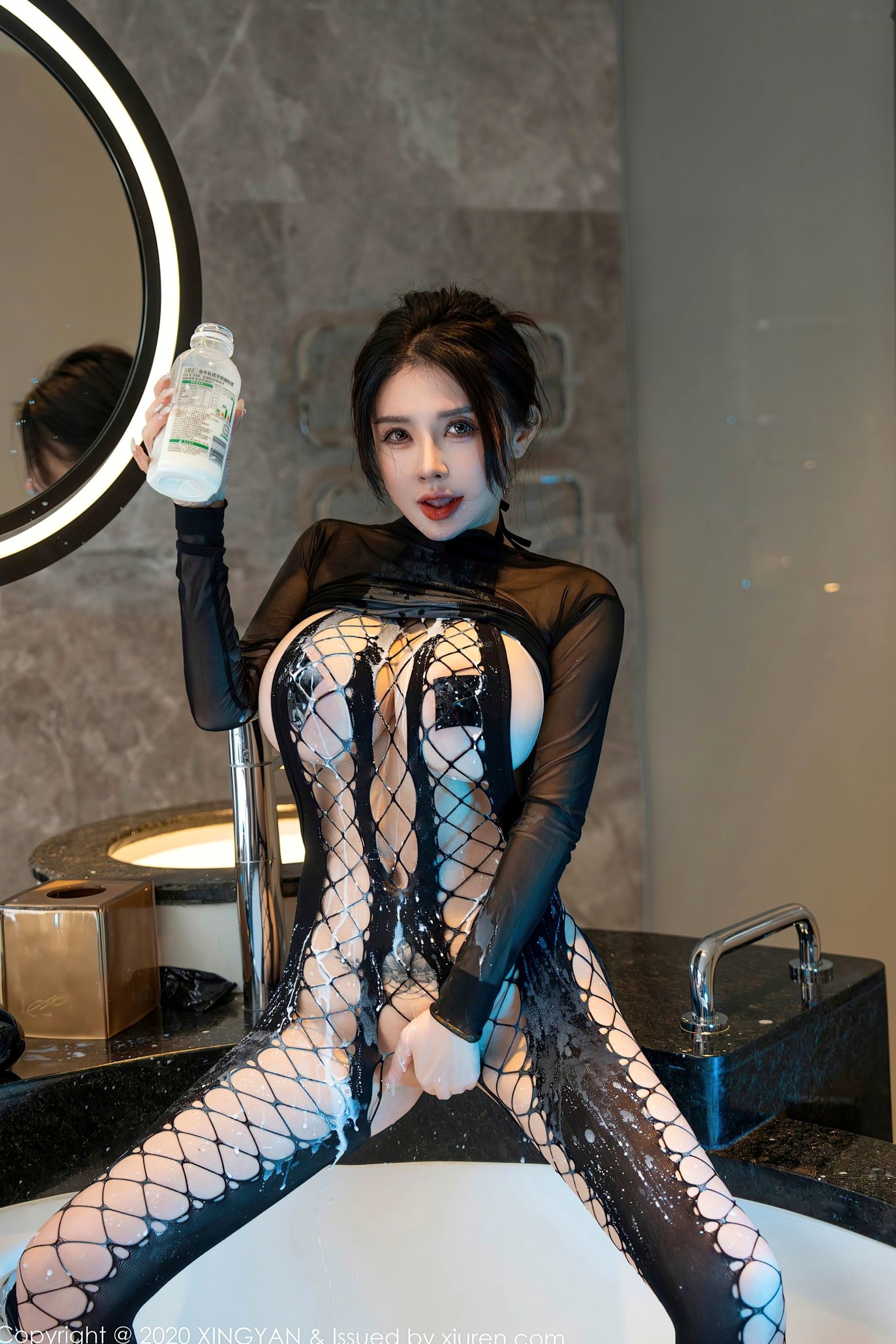 Gallery - XingYan星颜社- Star Face -潘娇娇：浴缸禁忌私房诱惑，黑色透视网袜装，野性大尺度写真星颜社- Star Face 私房照大尺度黑丝性感诱惑 潘娇娇女神私房照_秀色女神 - image 46