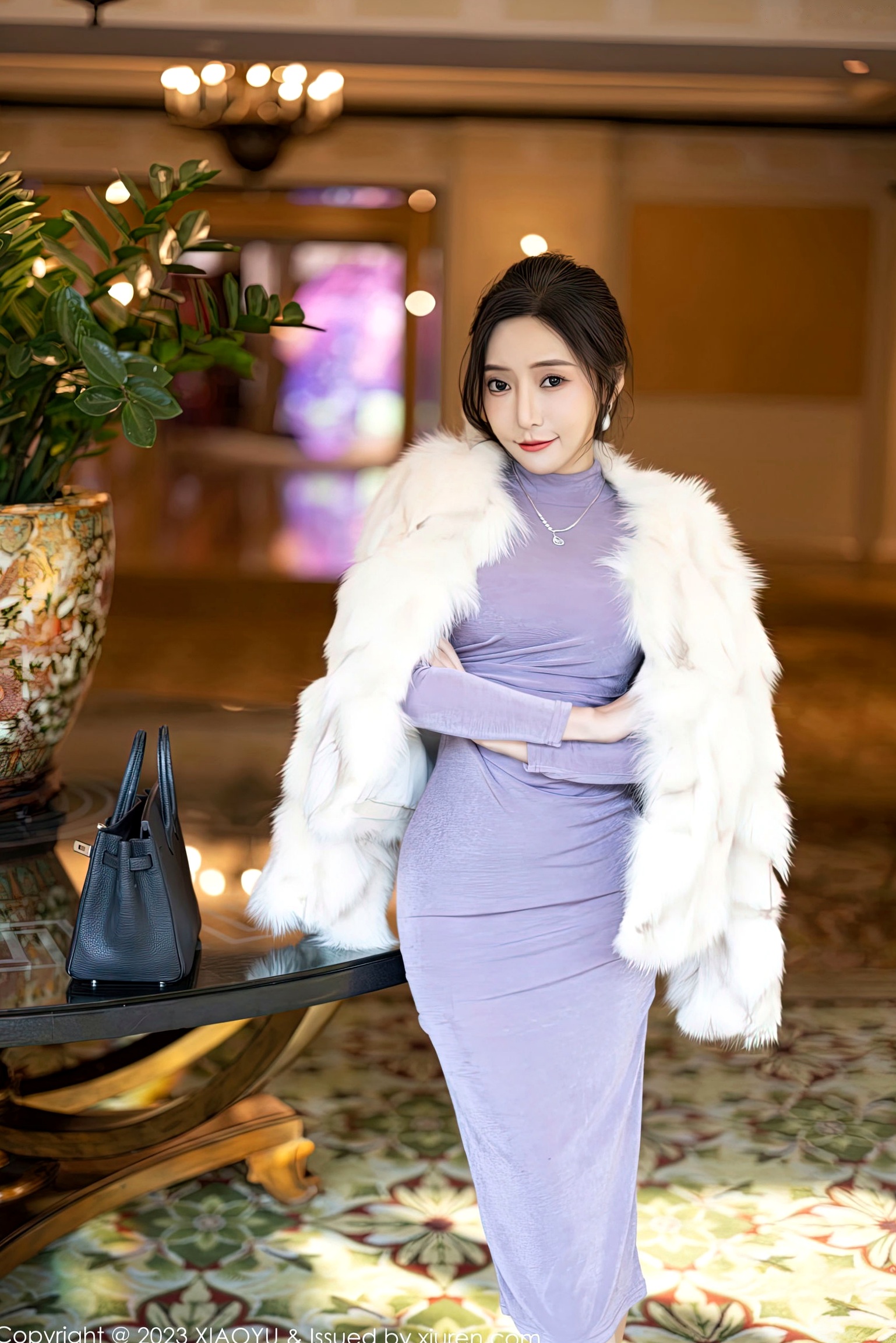 Gallery - XiaoYu语画界 - Painting World 947期：王馨瑶Yanni私房写真，淡紫色修身长裙与浅色内衣诱惑，展现绝美身姿，女神气质全开，无圣光高清大尺度呈现。语画界 - Painting World 性感美臀诱惑私房照无圣光 王馨瑶女神私房照_秀色女神 - image 2