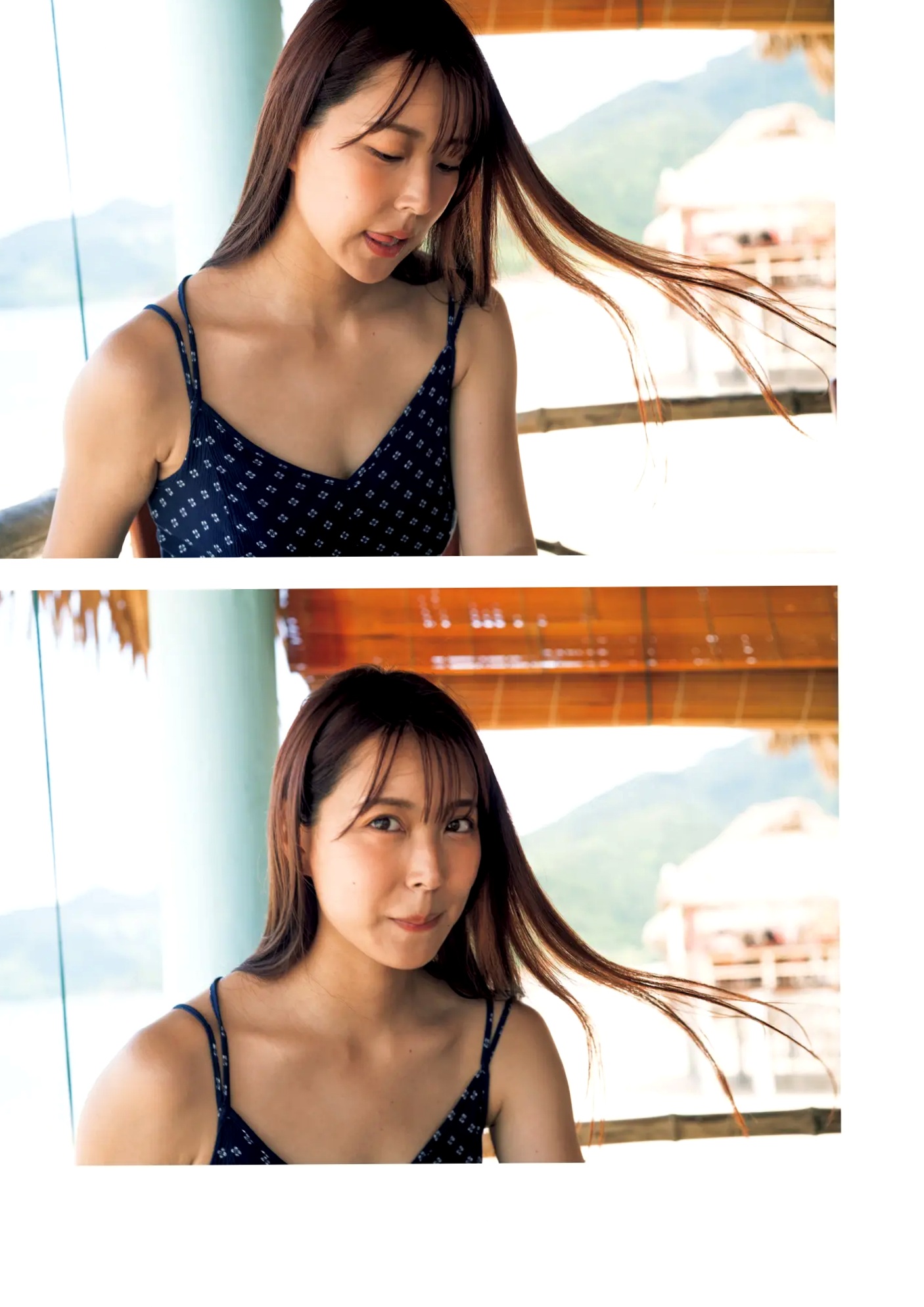 白間美瑠 - MERCI 户外泳池湿身黑色比基尼性感写真