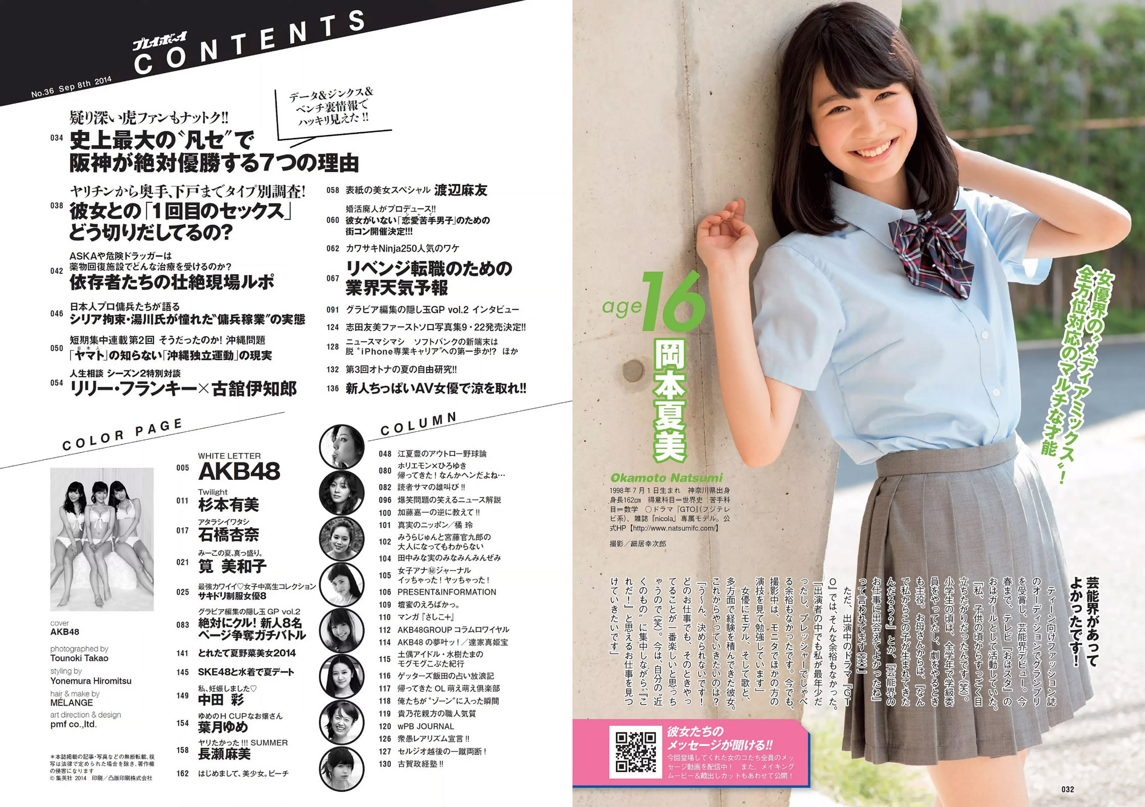 [Weekly Playboy]高清写真图2014 No.36 渡辺麻友 杉本有美 石桥杏奈 笕美和子 SKE48 中田彩 叶月ゆめ 长瀬麻美