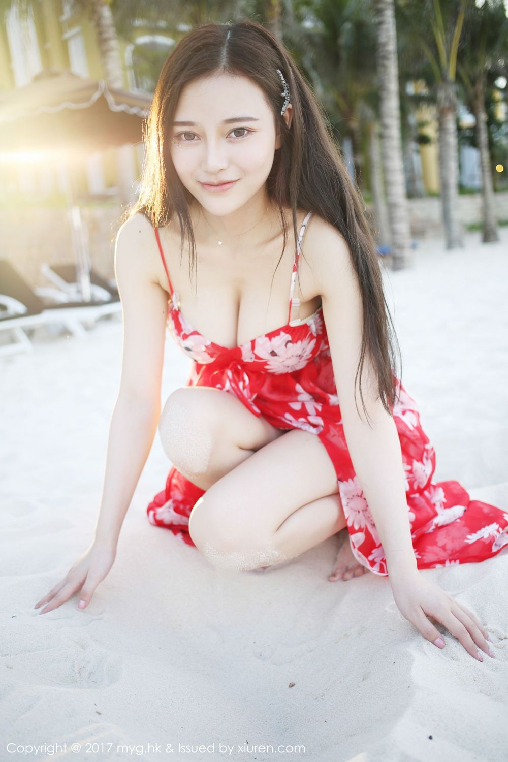 唐琪儿红色连衣裙 波西米亚小清新