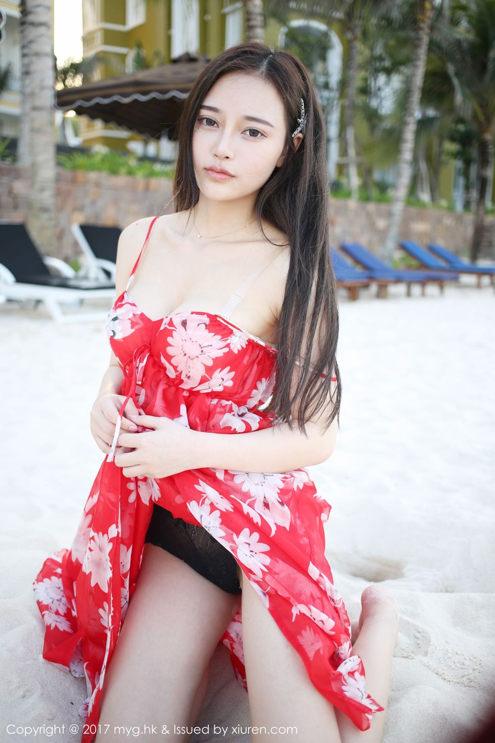 唐琪儿红色连衣裙 波西米亚小清新