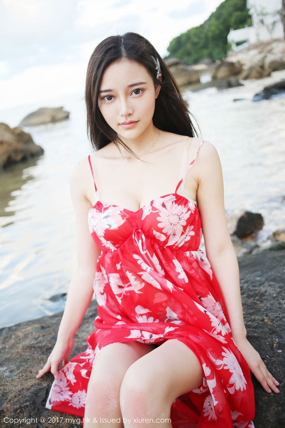 唐琪儿红色连衣裙 波西米亚小清新