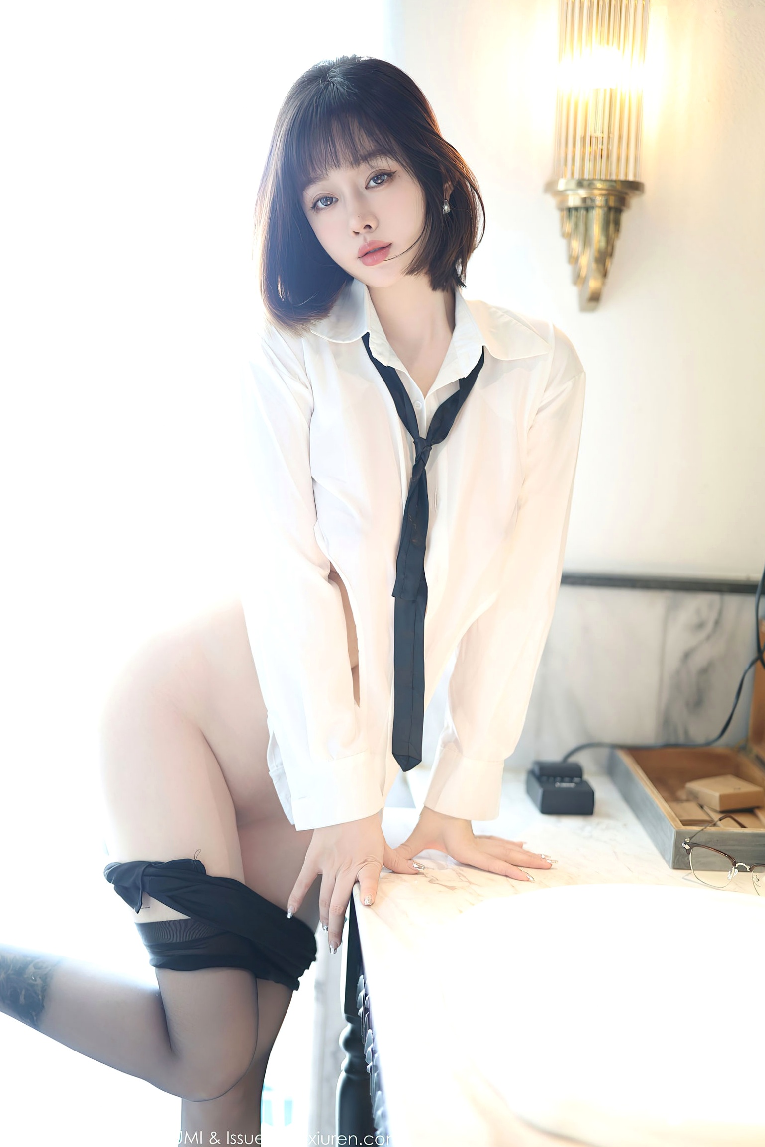Gallery - YouMi尤蜜荟 - Chiness Model -1094-王雨纯：白衬衫黑短裙制服诱惑，浴室黑丝大尺度私房写真尤蜜荟 - Chiness Model 制服诱惑黑丝私房照 王雨纯女神私房照_秀色女神 - image 40