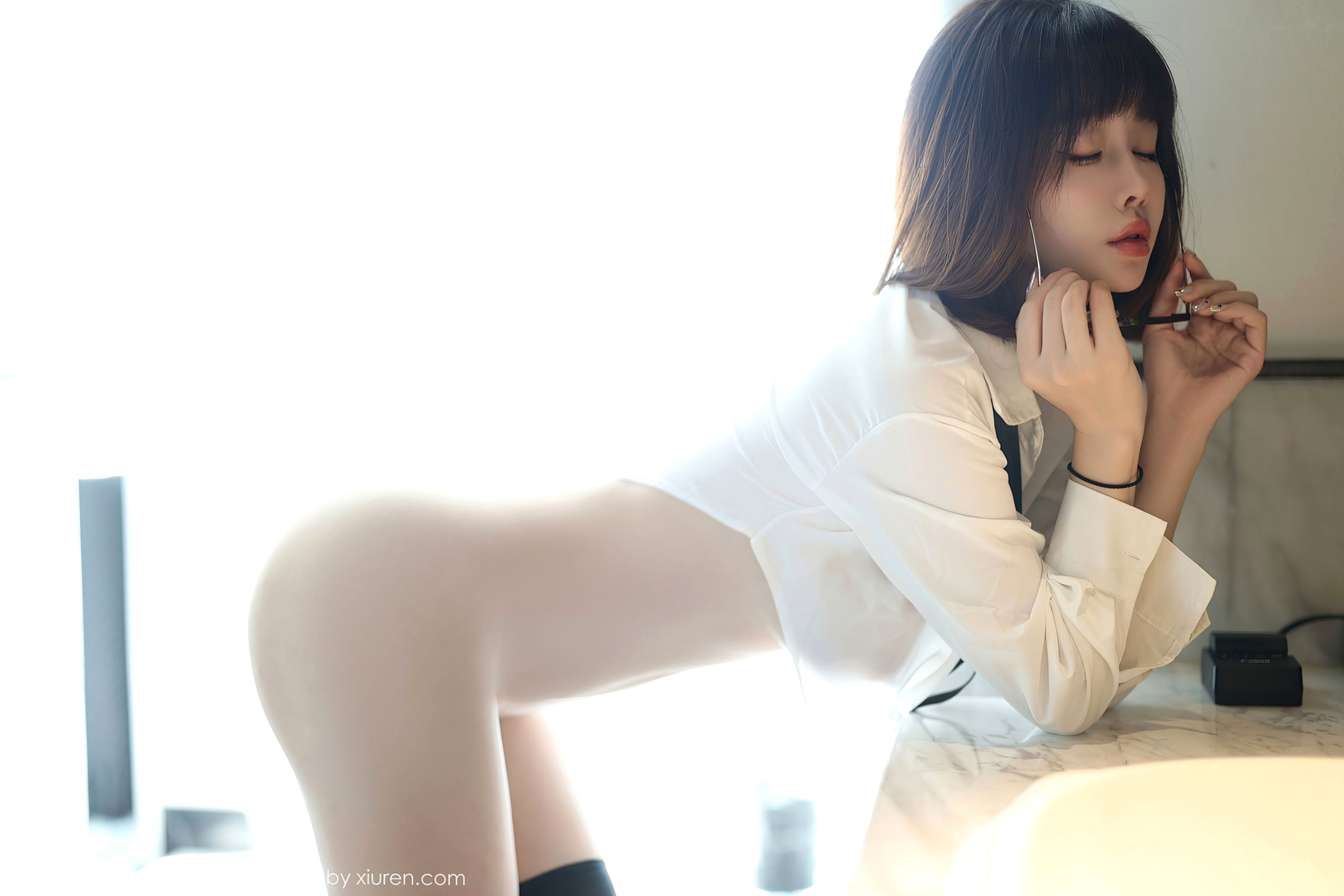 Gallery - YouMi尤蜜荟 - Chiness Model -1094-王雨纯：白衬衫黑短裙制服诱惑，浴室黑丝大尺度私房写真尤蜜荟 - Chiness Model 制服诱惑黑丝私房照 王雨纯女神私房照_秀色女神 - image 48