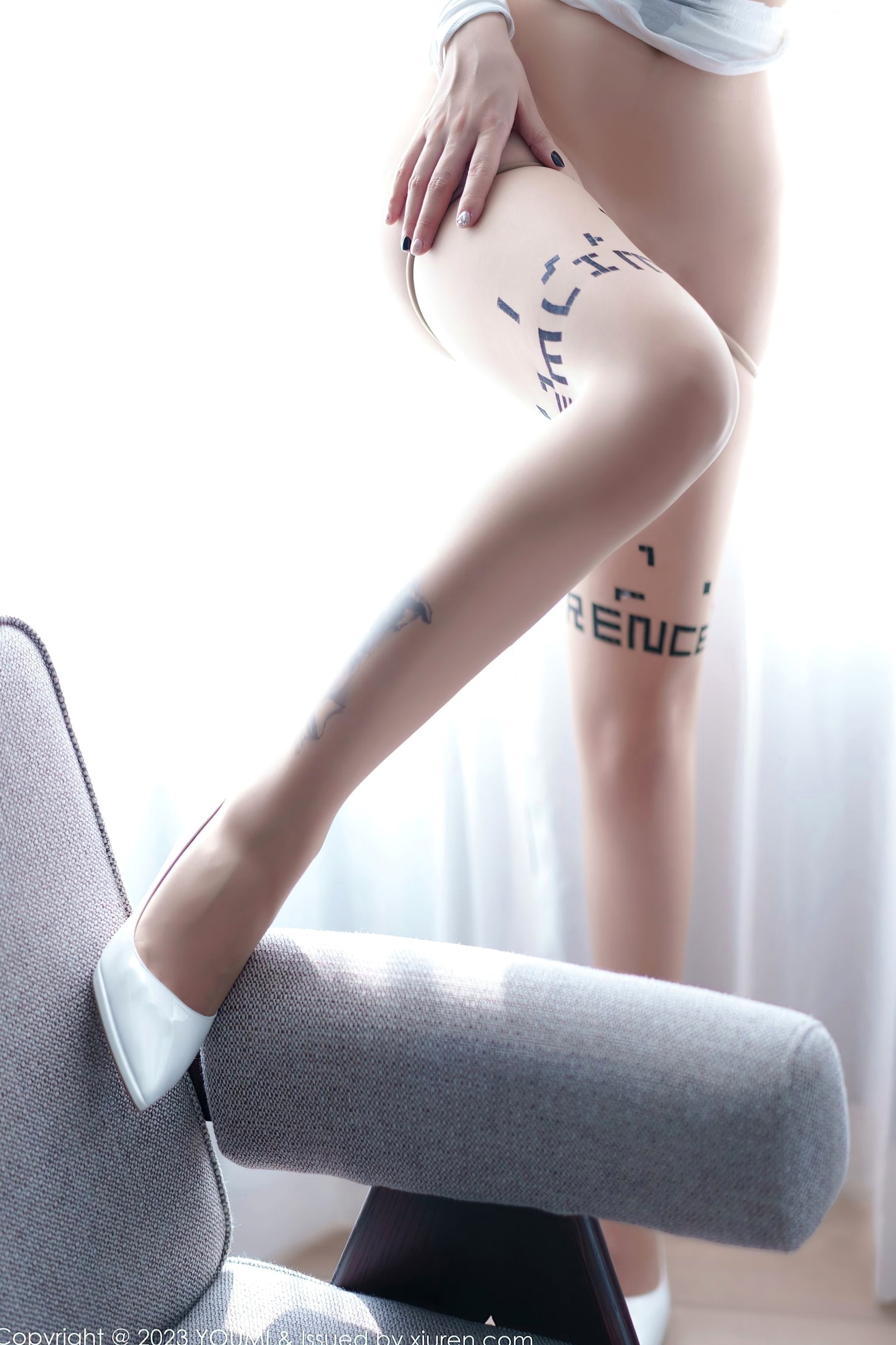 Gallery - YouMi尤蜜荟 - Chiness Model -961-王雨纯：透肤肉丝尽显傲人曲线，白上衣半褪牛仔裤演绎极致诱惑私房大片性感诱惑丝袜私房照尤蜜荟 - Chiness Model  王雨纯女神私房照_秀色女神 - image 77