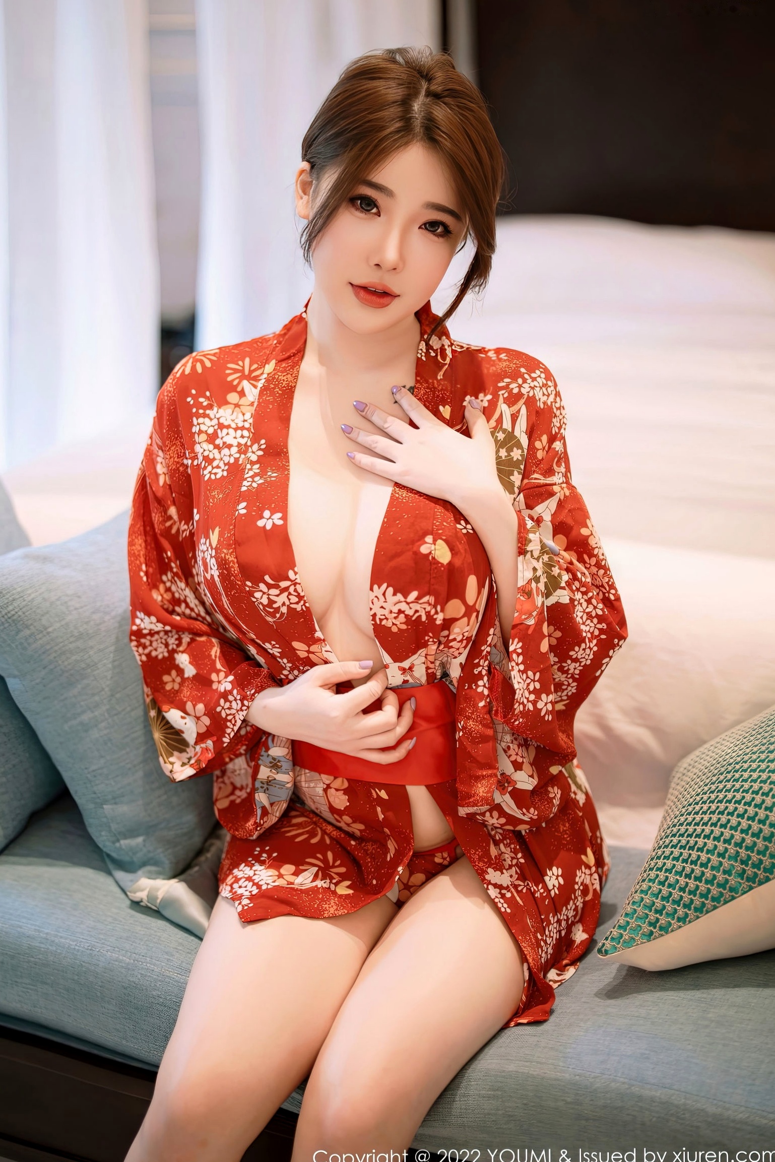 Gallery - YouMi尤蜜荟 - Chiness Model -865-小海臀Rena-西双版纳旅拍红色日式和服-性感私房照-诱惑写真尤蜜荟 - Chiness Model 和服私房照性感美臀 玲奈女神私房照_秀色女神 - image 1