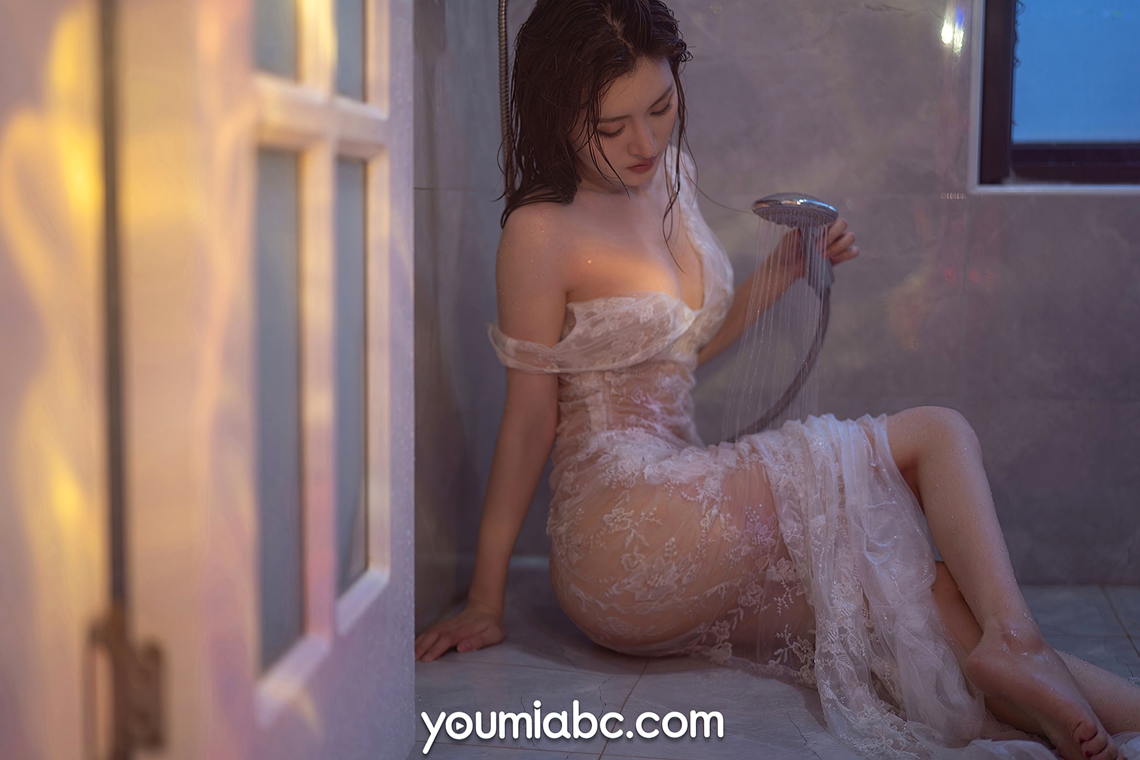 Gallery - YouMi尤蜜-沈梦瑶-《浴室临春》纯白蕾丝湿身透视私房写真，极致性感迷人诱惑尤蜜荟 - Chiness Model 性感诱惑浴室湿身私房照 沈梦瑶女神私房照_秀色女神 - image 15