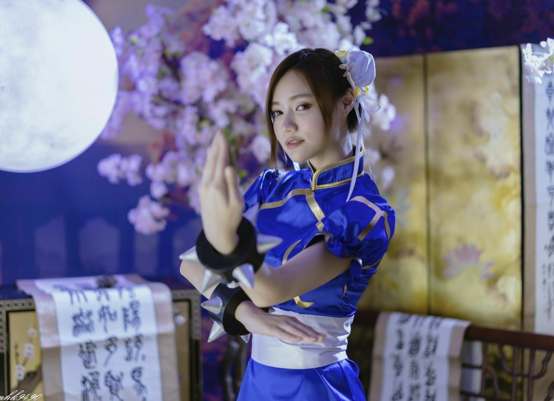 Gallery - 台湾正妹苏小立《春丽》Cosplay写真集，经典格斗角色扮演，蓝旗袍丝袜美腿秀，傲娇清纯女神角色扮演台湾制服女神美腿 苏小立女神私房照_秀色女神 - image 6