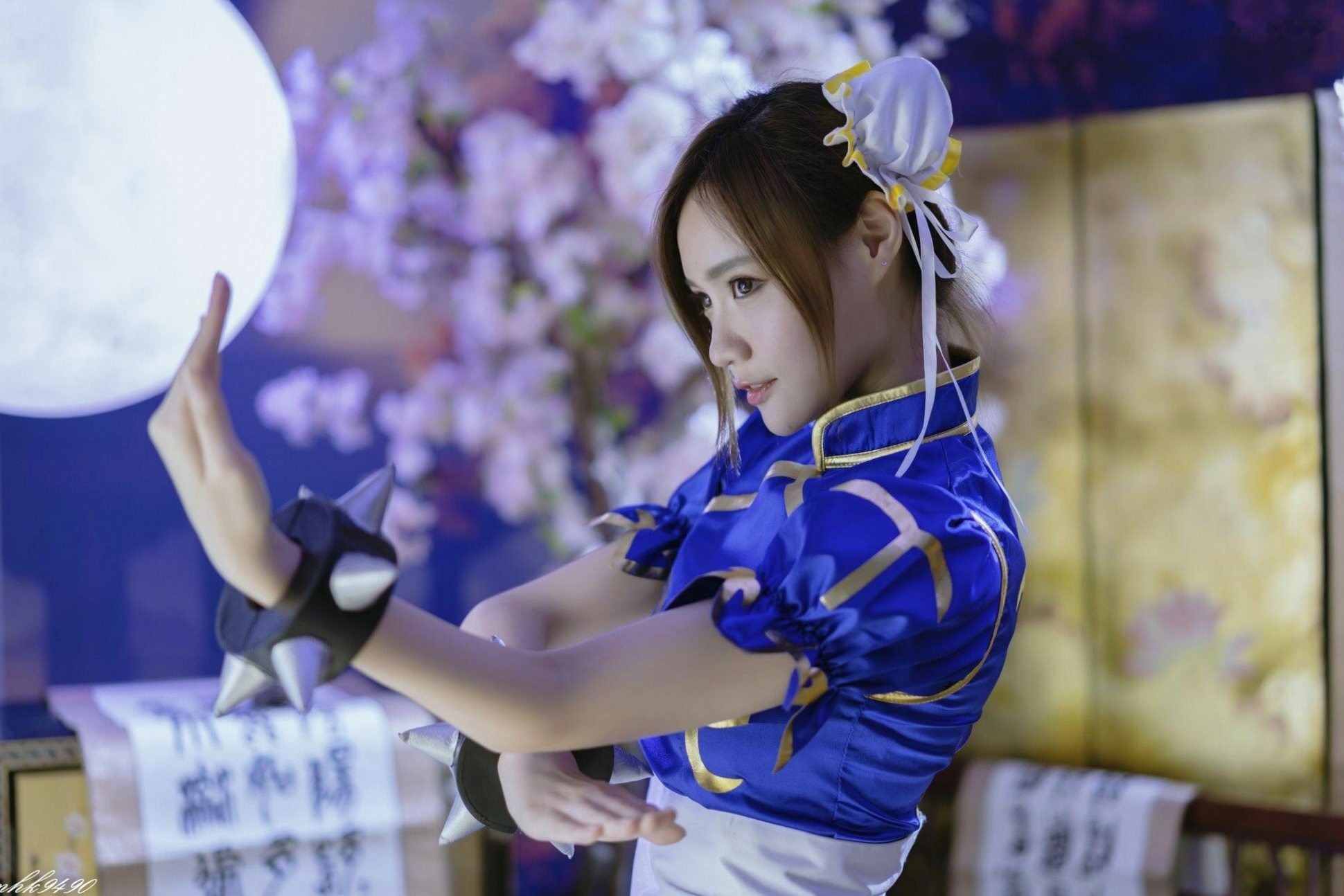 Gallery - 台湾正妹苏小立《春丽》Cosplay写真集，经典格斗角色扮演，蓝旗袍丝袜美腿秀，傲娇清纯女神角色扮演台湾制服女神美腿 苏小立女神私房照_秀色女神 - image 7