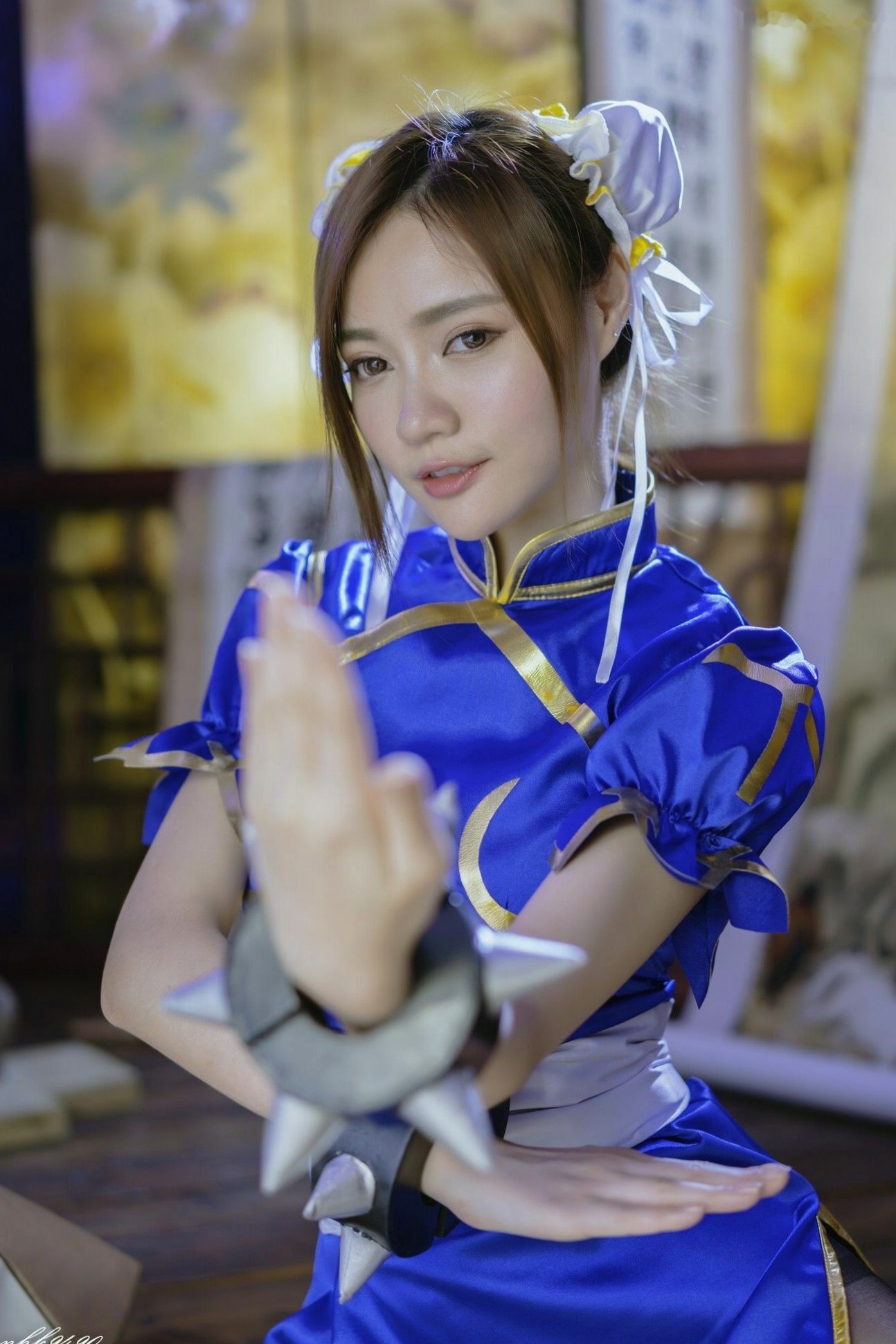 Gallery - 台湾正妹苏小立《春丽》Cosplay写真集，经典格斗角色扮演，蓝旗袍丝袜美腿秀，傲娇清纯女神角色扮演台湾制服女神美腿 苏小立女神私房照_秀色女神 - image 20
