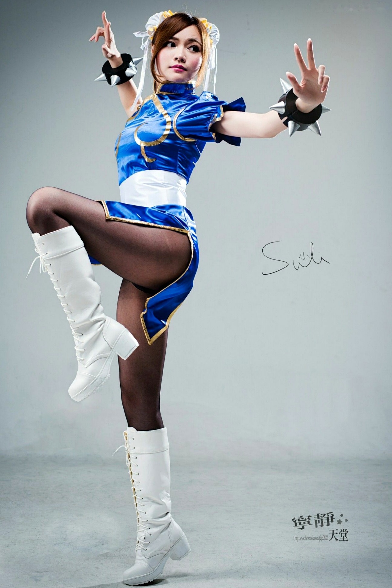 Gallery - 台湾正妹苏小立《春丽》Cosplay写真集，经典格斗角色扮演，蓝旗袍丝袜美腿秀，傲娇清纯女神角色扮演台湾制服女神美腿 苏小立女神私房照_秀色女神 - image 23
