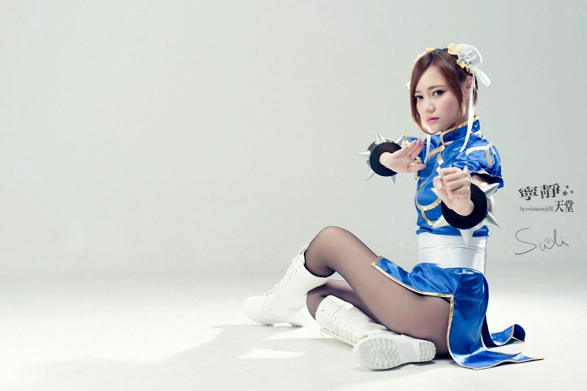 Gallery - 台湾正妹苏小立《春丽》Cosplay写真集，经典格斗角色扮演，蓝旗袍丝袜美腿秀，傲娇清纯女神角色扮演台湾制服女神美腿 苏小立女神私房照_秀色女神 - image 24