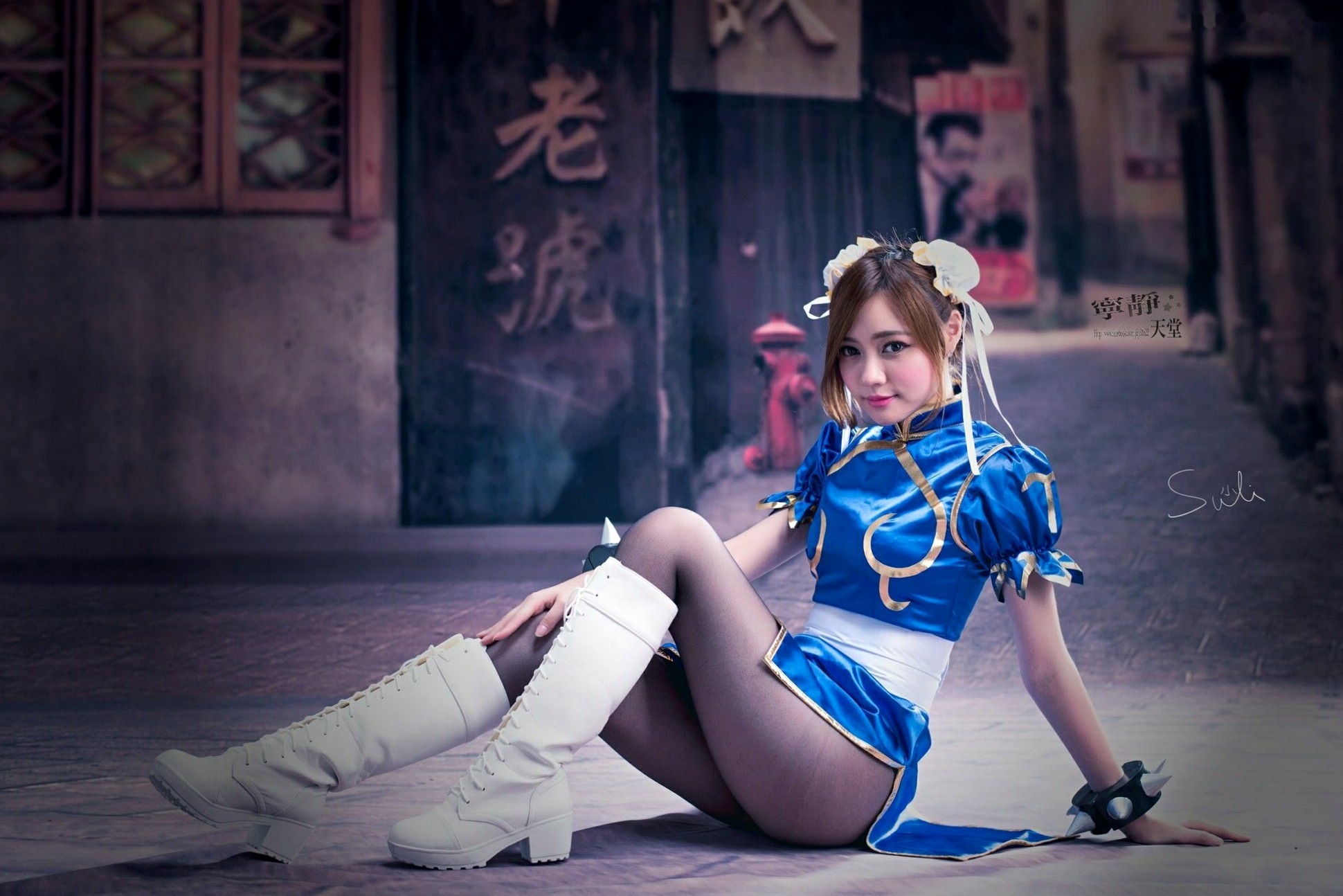 Gallery - 台湾正妹苏小立《春丽》Cosplay写真集，经典格斗角色扮演，蓝旗袍丝袜美腿秀，傲娇清纯女神角色扮演台湾制服女神美腿 苏小立女神私房照_秀色女神 - image 27