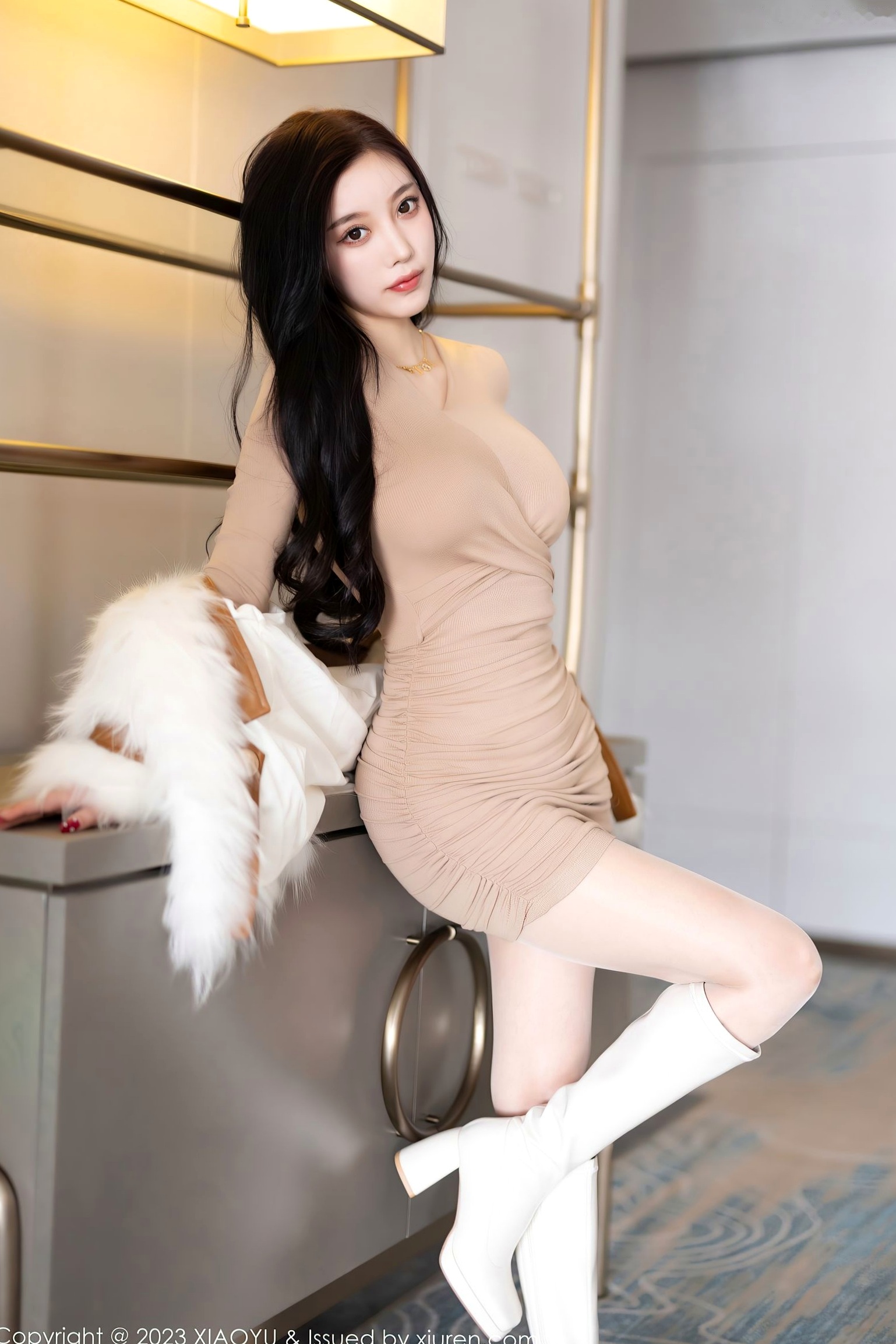 Gallery - XiaoYu语画界 - Painting World 968期：杨晨晨Yome杏色修身连衣裙私房写真，极致曼妙曲线尽显诱惑女神范，无圣光大尺度视觉盛宴语画界 - Painting World 私房照性感诱惑大尺度女神 杨晨晨Yome女神私房照_秀色女神 - image 10