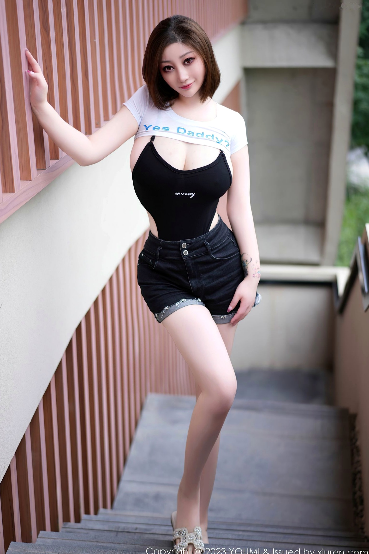 Gallery - YouMi尤蜜荟 - Chiness Model -967-妲己_Toxic-绝美黑色连体泳装与黑牛仔短裤私房写真-极致性感诱惑-无圣光大尺度尤蜜荟 - Chiness Model 性感极品私房照大尺度 妲己_Toxic女神私房照_秀色女神 - image 3