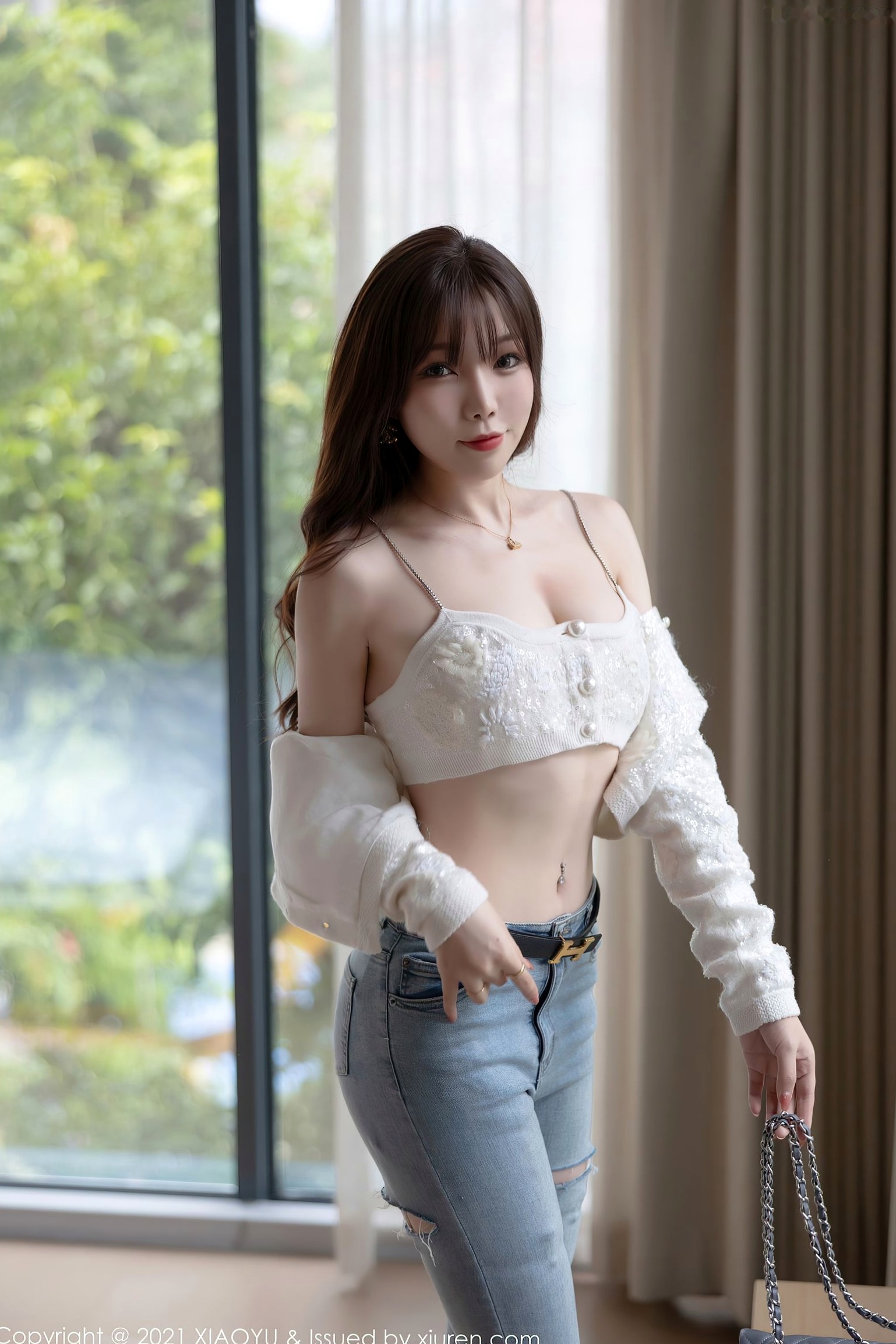 Gallery - XiaoYu语画界 - Painting World 627-芝芝Booty私房写真：牛仔裤与情趣内衣的碰撞，白丝长腿诱惑尽显极致大尺度语画界 - Painting World 私房照丝袜内衣性感诱惑 陈芝女神私房照_秀色女神 - image 17