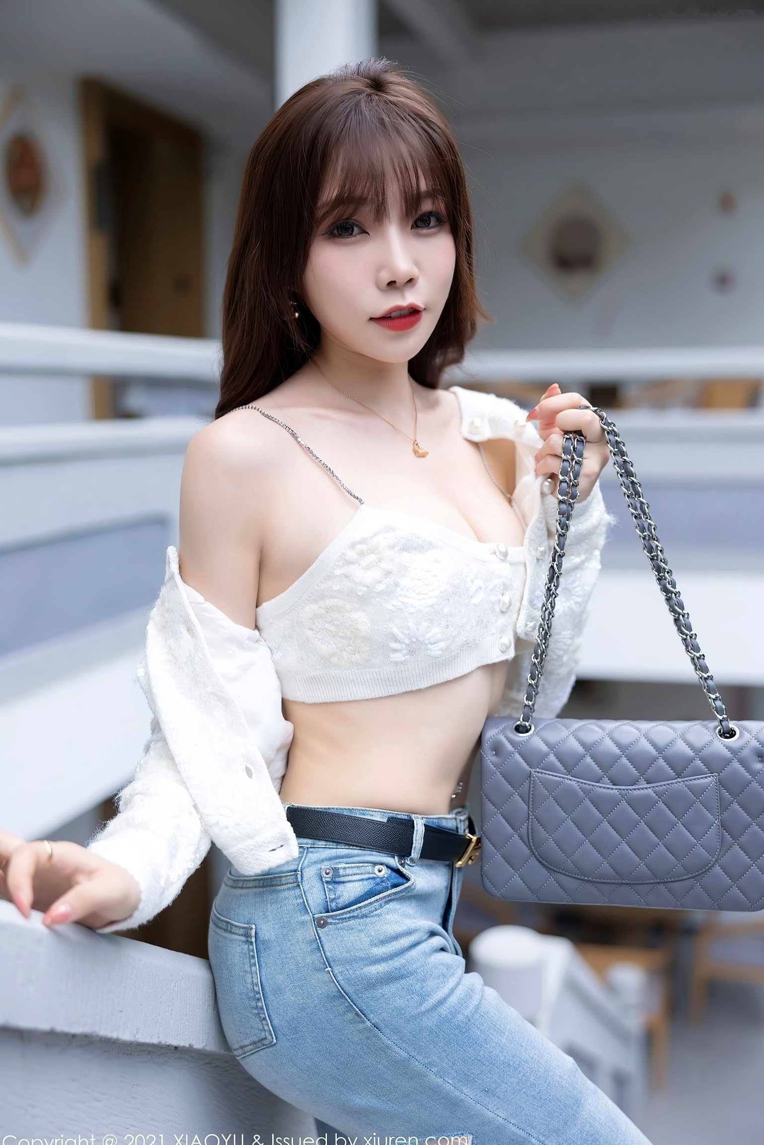 Gallery - XiaoYu语画界 - Painting World 627-芝芝Booty私房写真：牛仔裤与情趣内衣的碰撞，白丝长腿诱惑尽显极致大尺度语画界 - Painting World 私房照丝袜内衣性感诱惑 陈芝女神私房照_秀色女神 - image 84