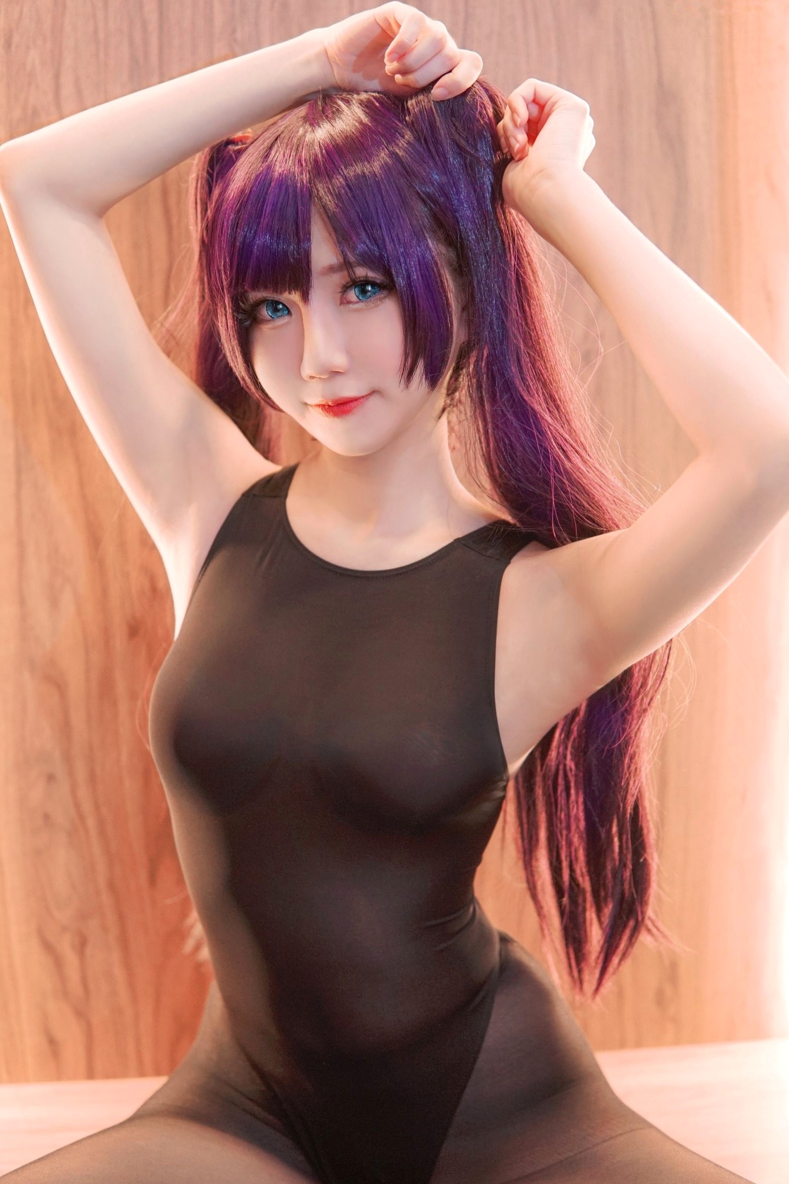 Gallery - 《Sally-Dorasnow-原神-莫娜-Cosplay-性感连体泳装-黑丝制服诱惑-湿身私房照-绝美漫展女神》角色扮演性感私房照黑丝湿身 王辛淼女神私房照_秀色女神 - image 2