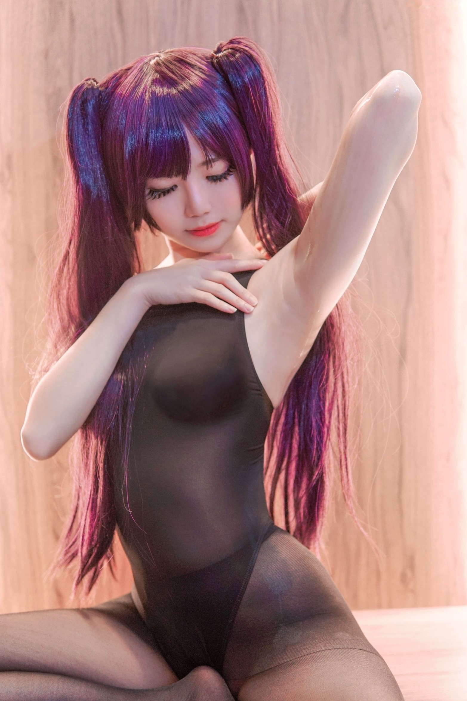Gallery - 《Sally-Dorasnow-原神-莫娜-Cosplay-性感连体泳装-黑丝制服诱惑-湿身私房照-绝美漫展女神》角色扮演性感私房照黑丝湿身 王辛淼女神私房照_秀色女神 - image 18