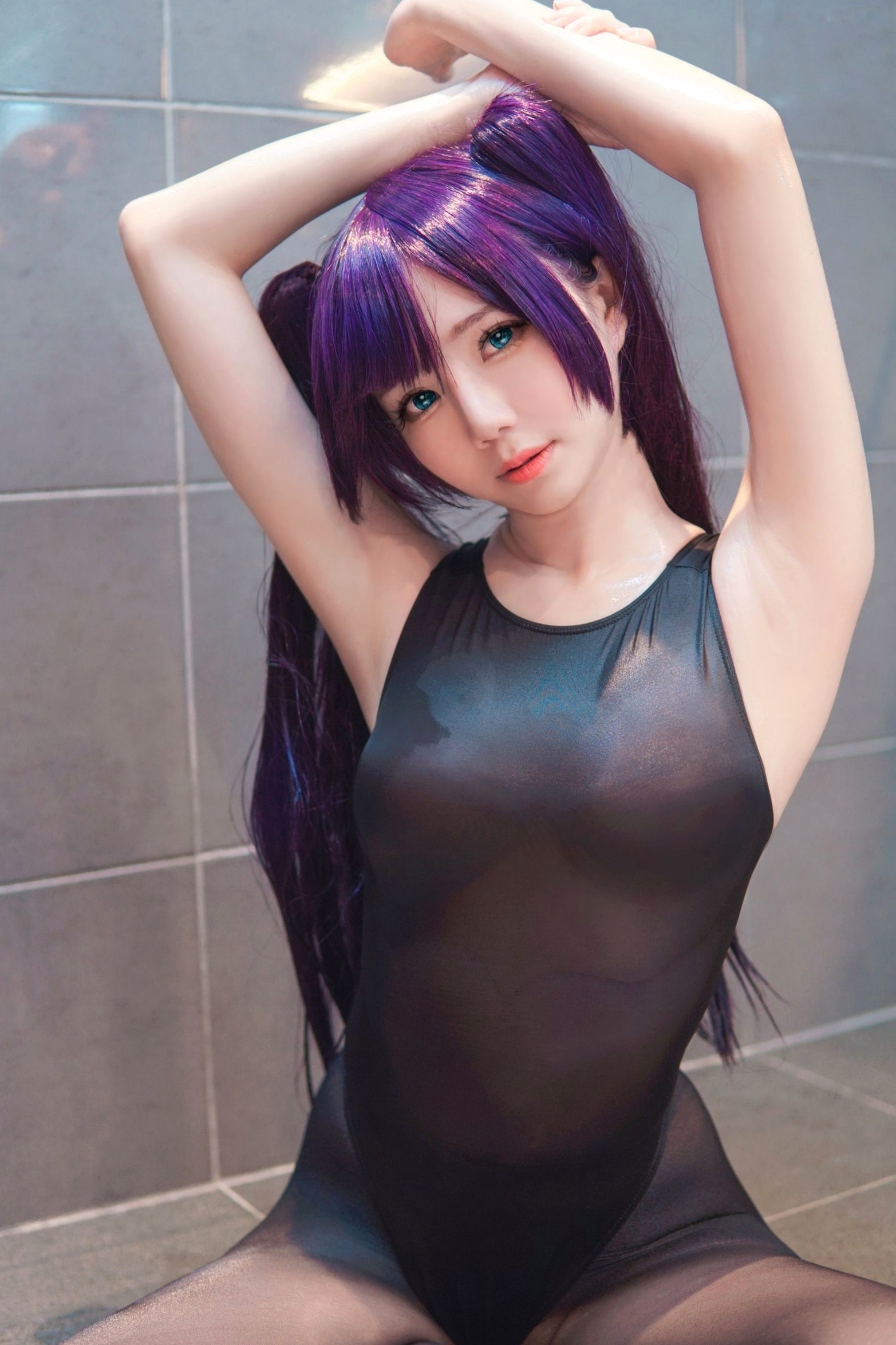 Gallery - 《Sally-Dorasnow-原神-莫娜-Cosplay-性感连体泳装-黑丝制服诱惑-湿身私房照-绝美漫展女神》角色扮演性感私房照黑丝湿身 王辛淼女神私房照_秀色女神 - image 20