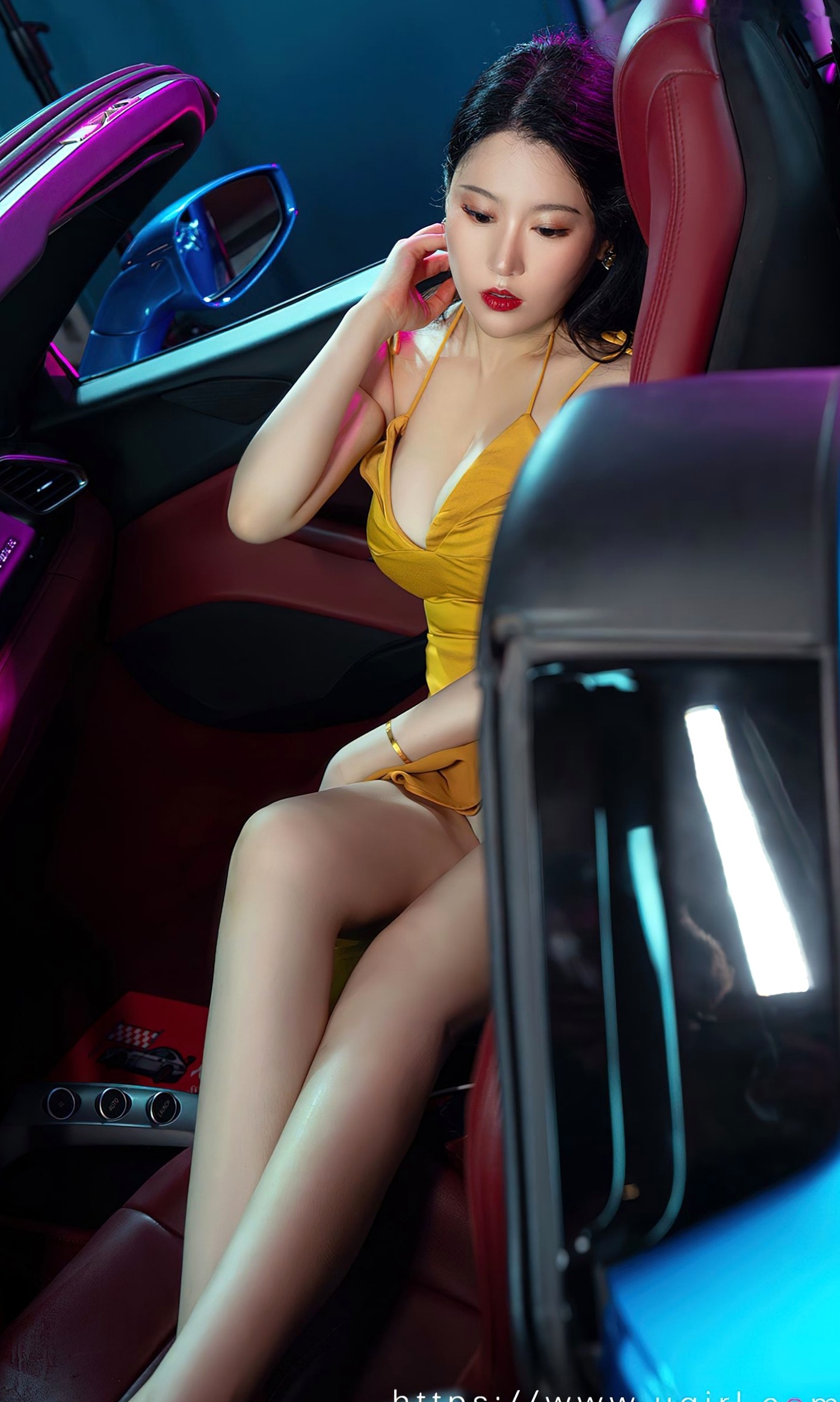 Gallery - UGirlsApp尤果圈 - Chiness Model -2651-钟晴《完美邂逅》：黄色吊带短裙车模大片，豪车跑车女神秀性感身材与撩人美腿爱尤物 - Love Beauty 性感诱惑尤物美腿尤果网 - Chiness Model  钟晴女神私房照_秀色女神 - image 12