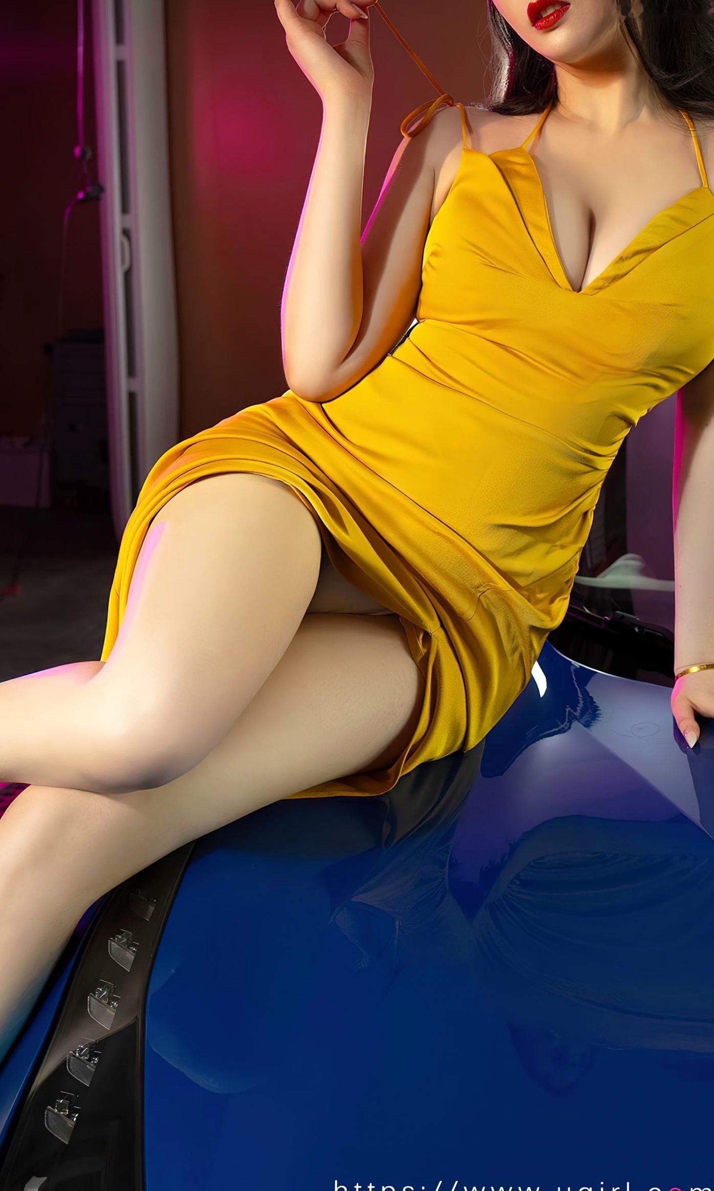 Gallery - UGirlsApp尤果圈 - Chiness Model -2651-钟晴《完美邂逅》：黄色吊带短裙车模大片，豪车跑车女神秀性感身材与撩人美腿爱尤物 - Love Beauty 性感诱惑尤物美腿尤果网 - Chiness Model  钟晴女神私房照_秀色女神 - image 13