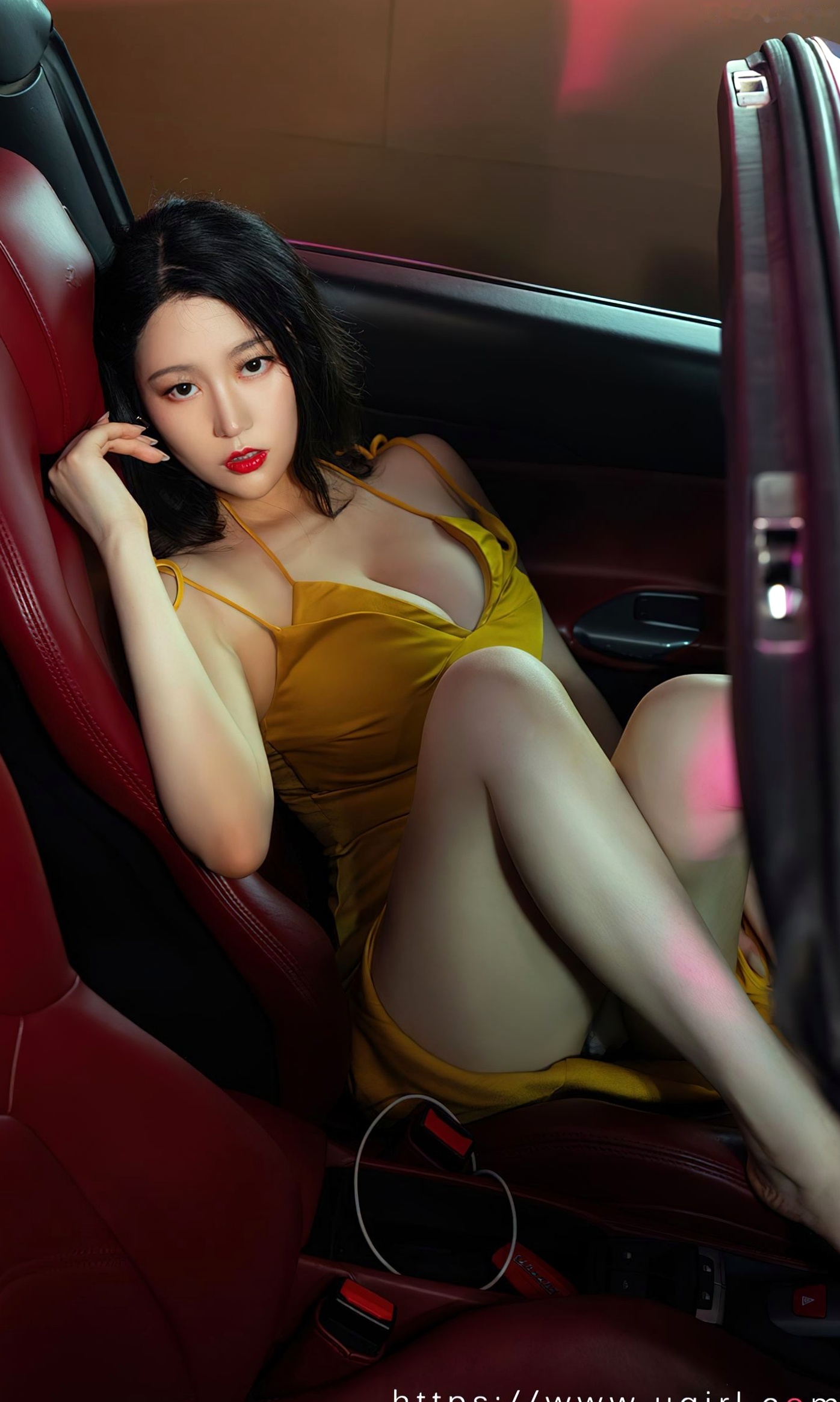 Gallery - UGirlsApp尤果圈 - Chiness Model -2651-钟晴《完美邂逅》：黄色吊带短裙车模大片，豪车跑车女神秀性感身材与撩人美腿爱尤物 - Love Beauty 性感诱惑尤物美腿尤果网 - Chiness Model  钟晴女神私房照_秀色女神 - image 14