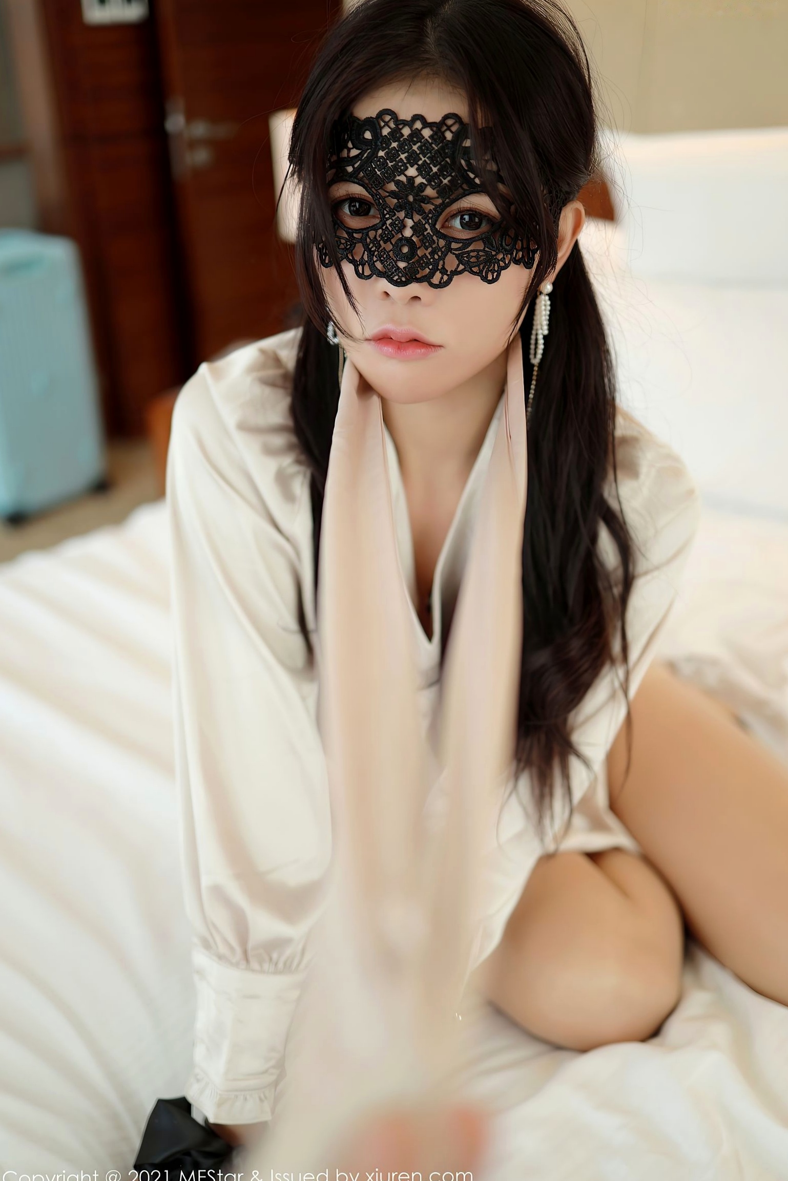 Gallery - MFStar模范学院-435-娜比：酒店私房蕾丝面罩造型，丝滑修身白衬衫主题束缚写真，清纯御姐诱惑，极致视觉盛宴性感诱惑模范学院私房照气质 娜比女神私房照_秀色女神 - image 48