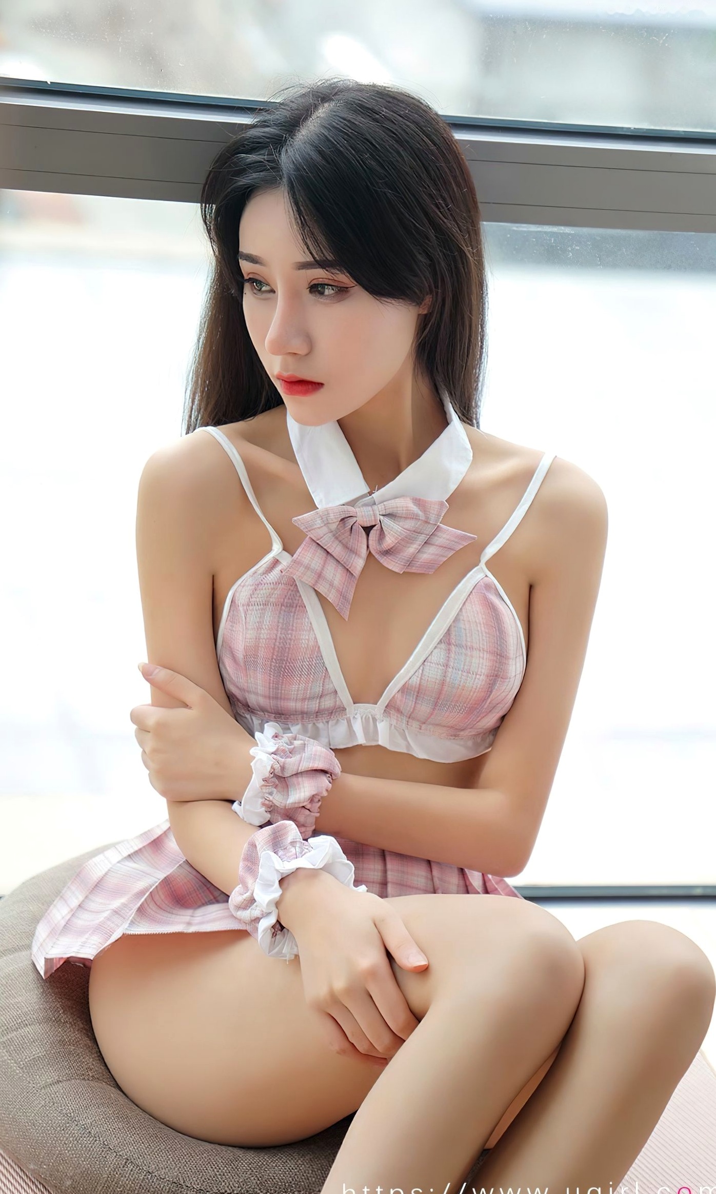 Gallery - UGirlsApp尤果圈 - Chiness Model -2519-茯苓-《樱海》：粉嫩格纹JK制服与丝袜诱惑，极致纯欲佳人写真爱尤物 - Love Beauty 性感诱惑私房照丝袜清纯 茯苓女神私房照_秀色女神 - image 16