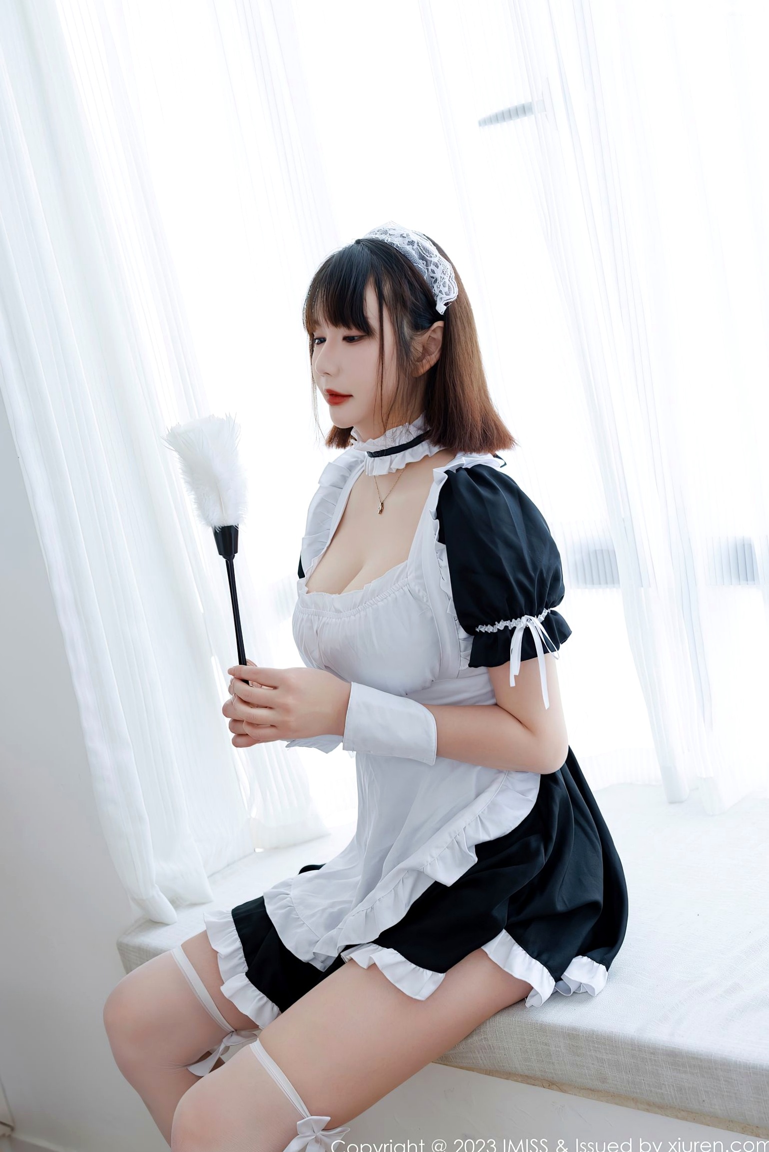 Gallery - IMiss爱蜜社 - Honey Club -720-陈赞之-黑白女仆装与性感黑色内衣，清纯与火辣并存的极品私房写真，极致诱惑展示完美曲线爱蜜社 - Honey Club 性感女仆内衣私房照 陈赞之女神私房照_秀色女神 - image 9