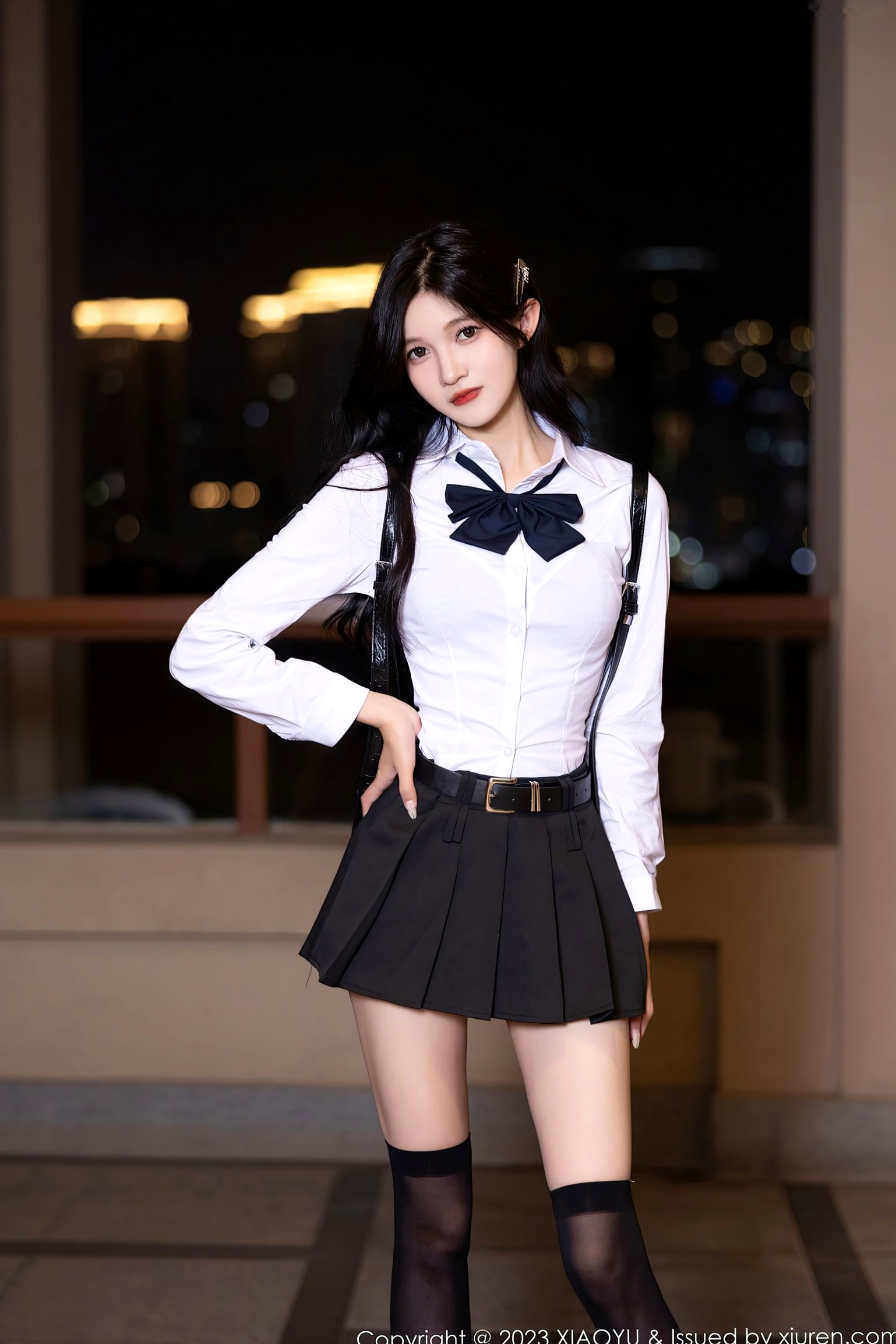 Gallery - XiaoYu语画界 - Painting World -程程程：清纯白衬衫制服诱惑，黑色蕾丝与黑丝美腿，演绎冷艳迷人私房写真语画界 - Painting World 性感制服诱惑黑丝私房照 程程程女神私房照_秀色女神 - image 6