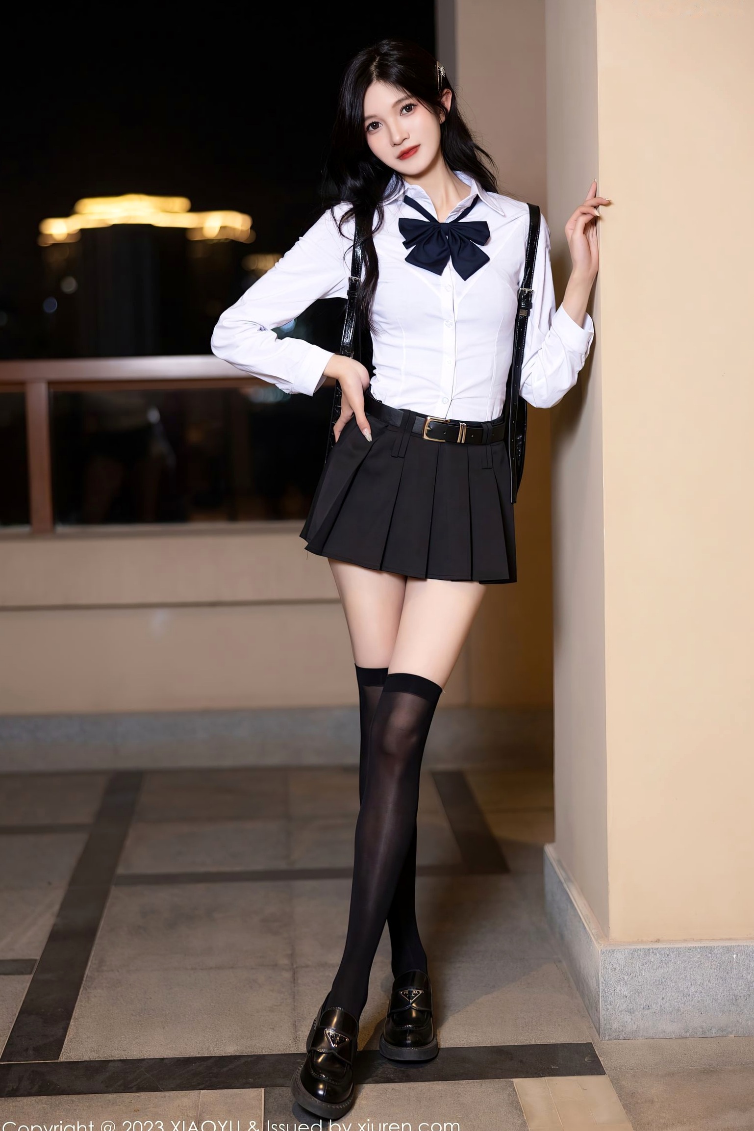 Gallery - XiaoYu语画界 - Painting World -程程程：清纯白衬衫制服诱惑，黑色蕾丝与黑丝美腿，演绎冷艳迷人私房写真语画界 - Painting World 性感制服诱惑黑丝私房照 程程程女神私房照_秀色女神 - image 7